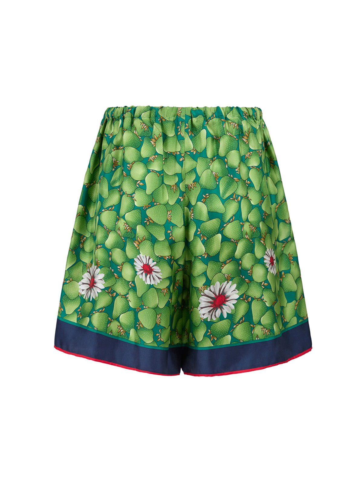 Gucci green silk shorts with floral pattern-4