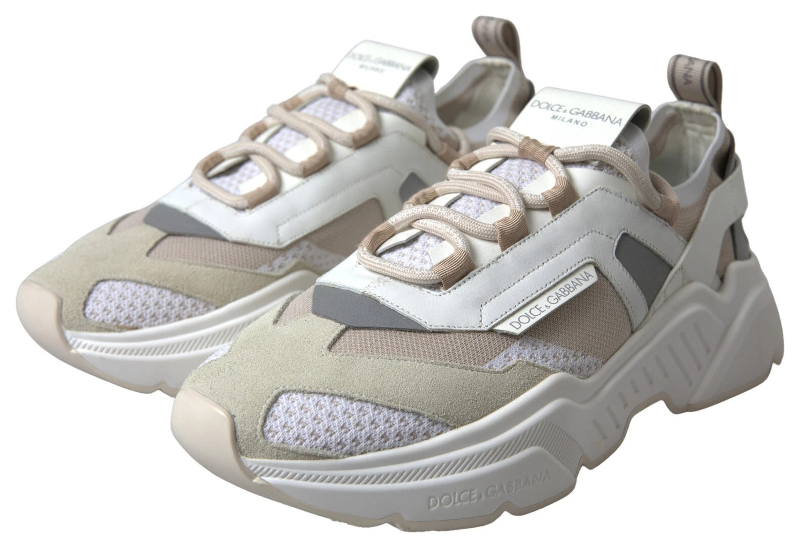 Dolce & Gabbana Sneakers White Beige Leather Sport DAYMASTER Shoes-3