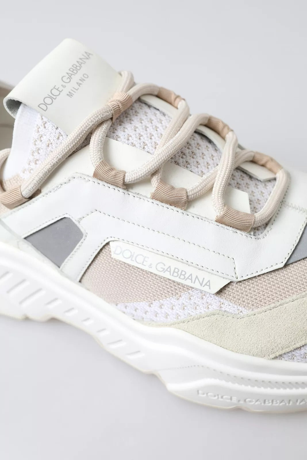 Dolce & Gabbana Sneakers White Beige Leather Sport DAYMASTER Shoes-8