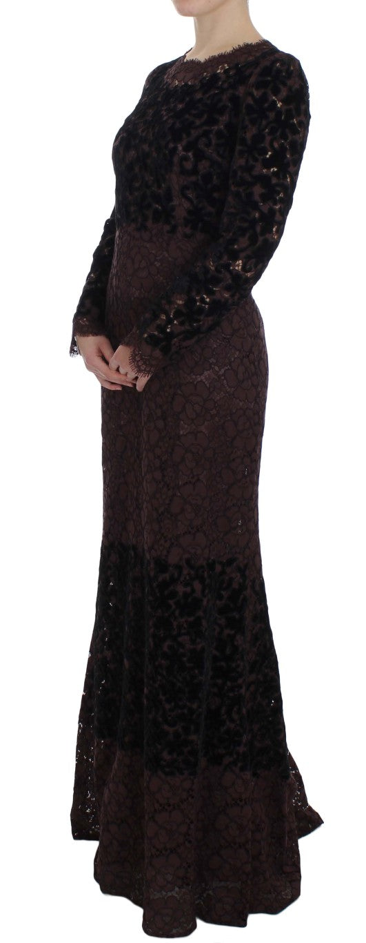 Dolce & Gabbana Lila Floral Ricamo Lace Maxi Dress-2