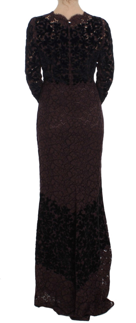 Dolce & Gabbana Lila Floral Ricamo Lace Maxi Dress-3