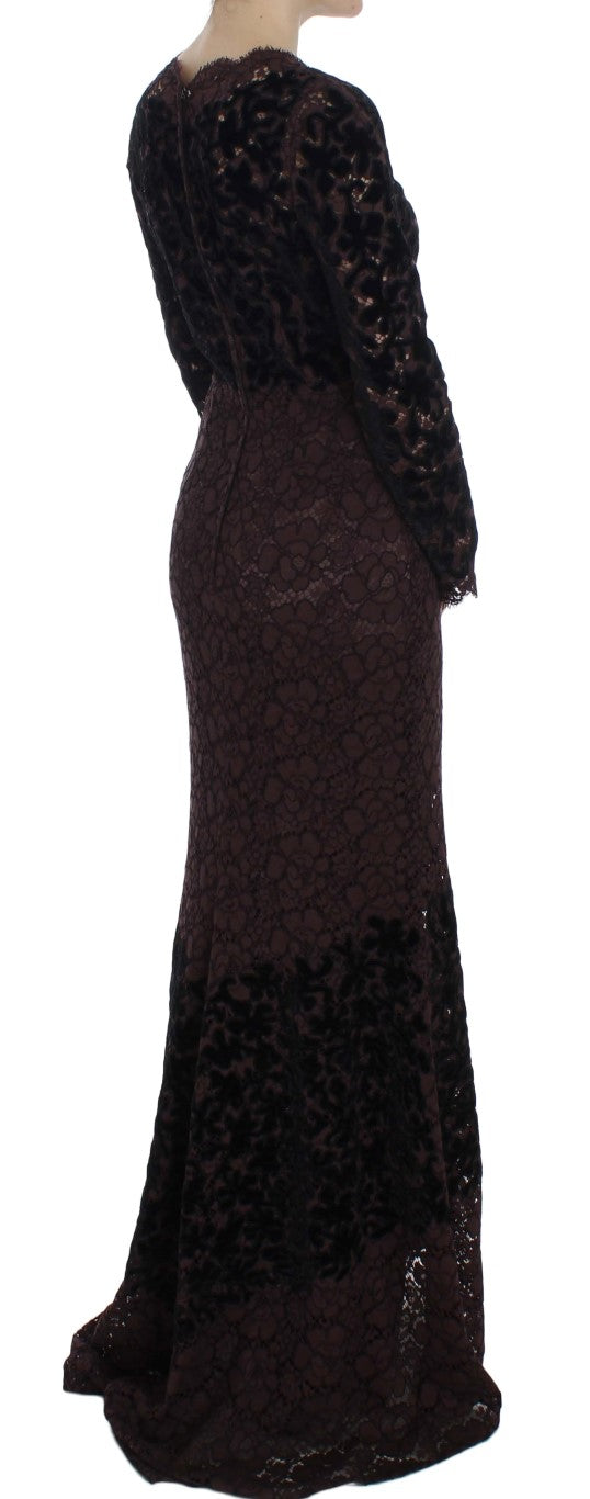 Dolce & Gabbana Lila Floral Ricamo Lace Maxi Dress-4
