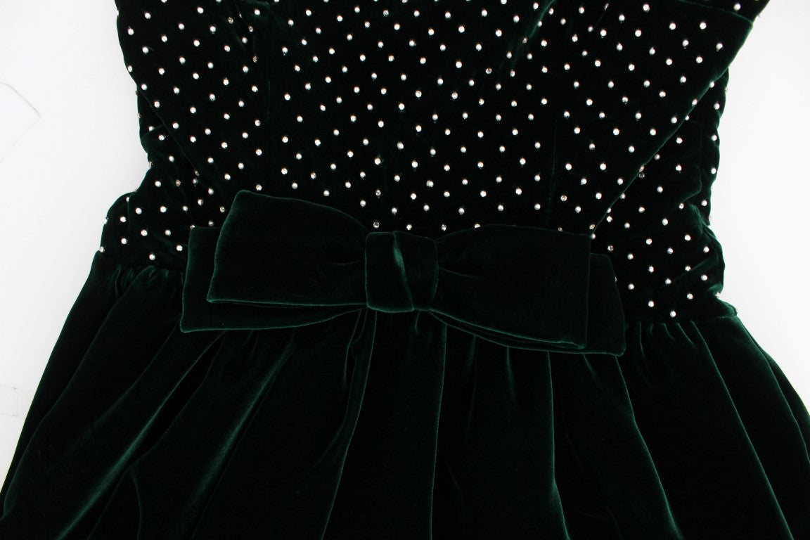 Dolce & Gabbana Langes Maxikleid aus grünem Samt und Kristall-6