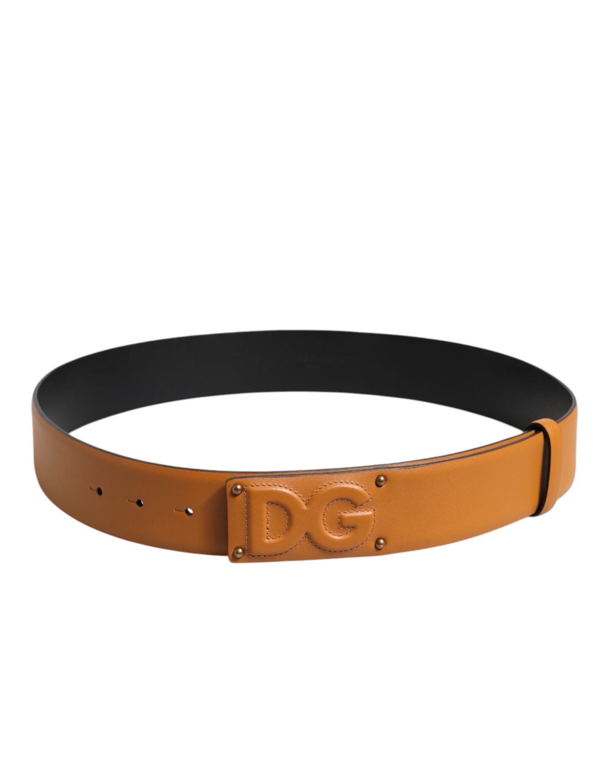 Dolce & Gabbana brown leather buckle belt with DG logo embossing-3