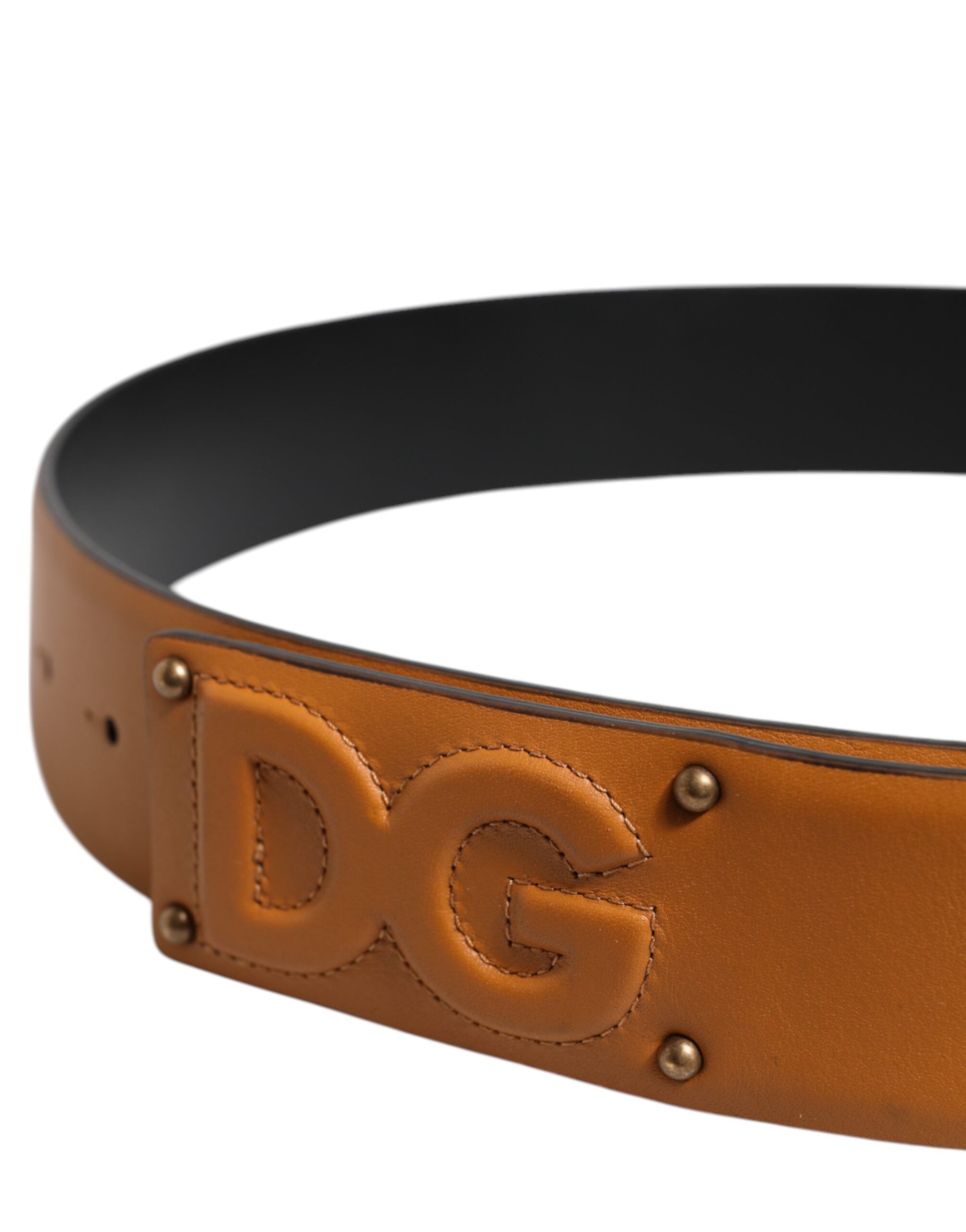 Dolce & Gabbana brown leather buckle belt with DG logo embossing-4