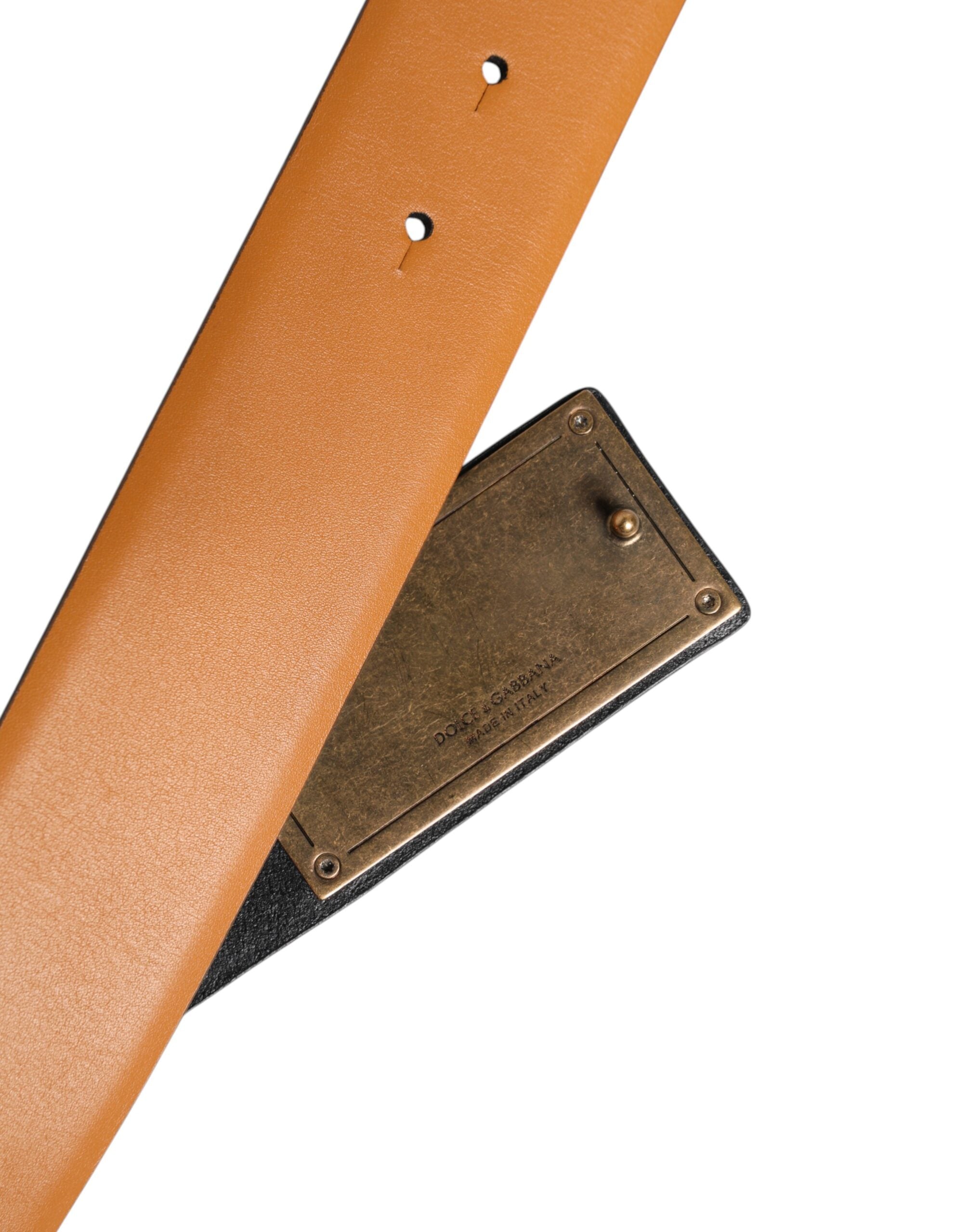 Dolce & Gabbana brown leather buckle belt with DG logo embossing-6