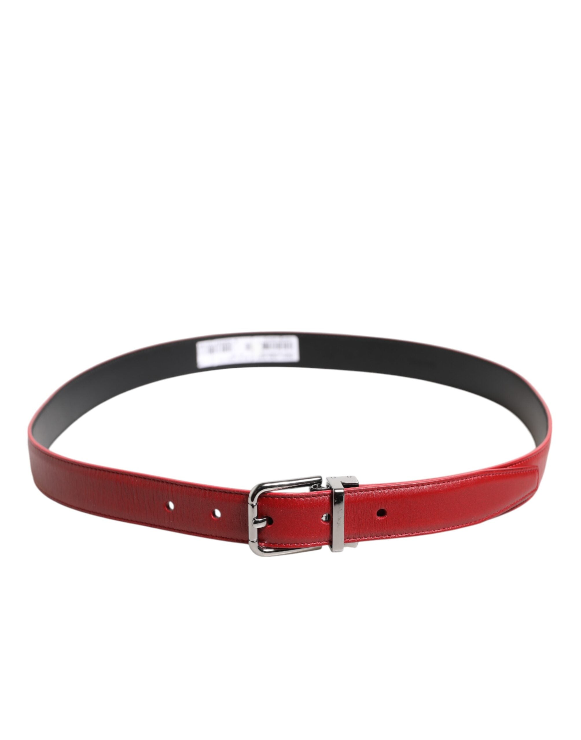 Dolce & Gabbana red leather belt with silver-colored metal buckle-3