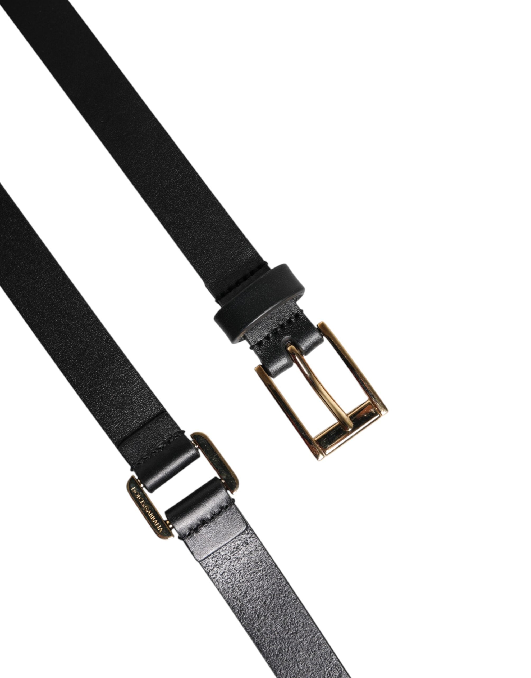 Dolce & Gabbana Black Double Strap Leather Belt with Gold Buckle-5