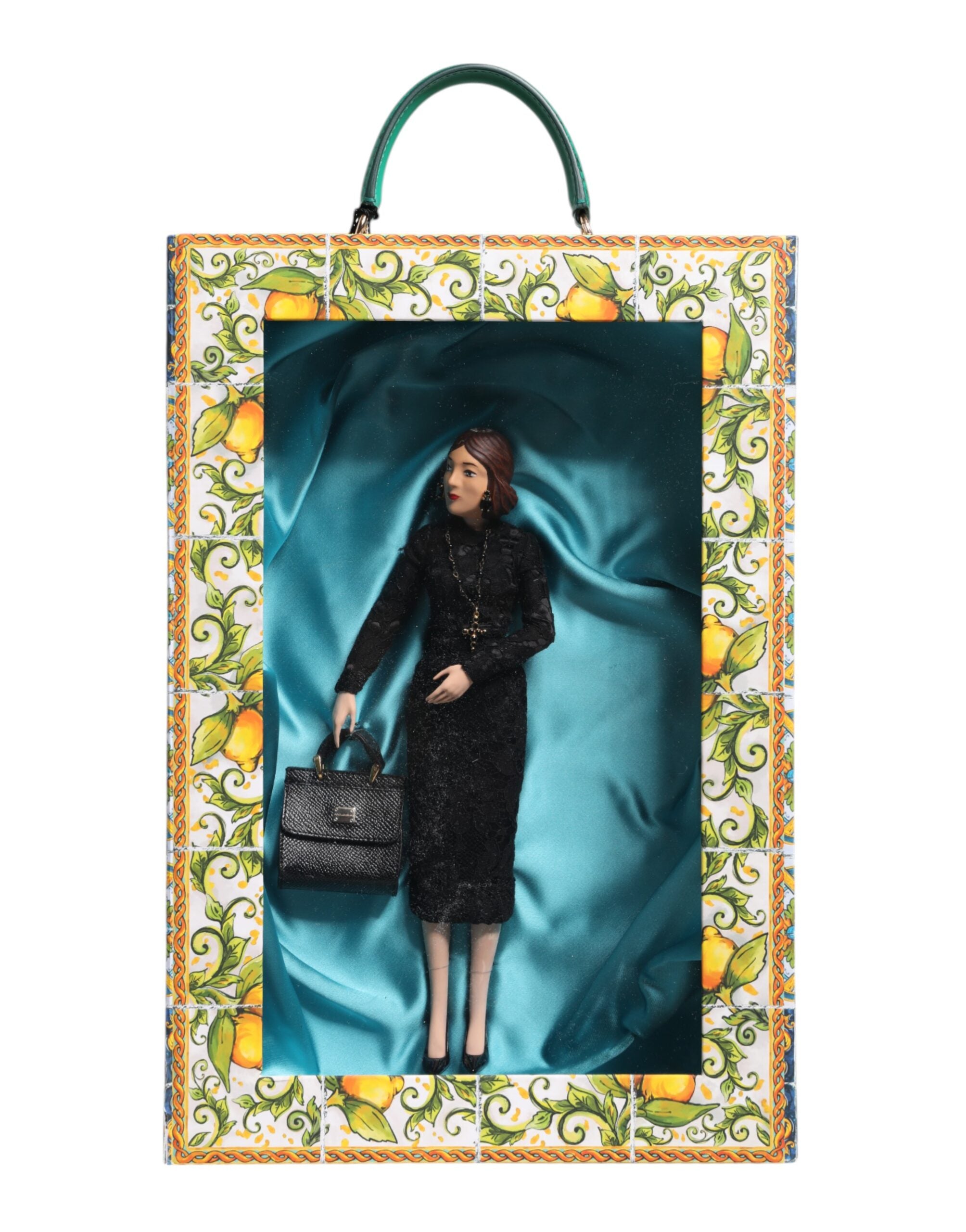 Dolce & Gabbana Schwarzes Kleid MARIA Porzellan Fashion Show Leder Sizilien Puppen-1