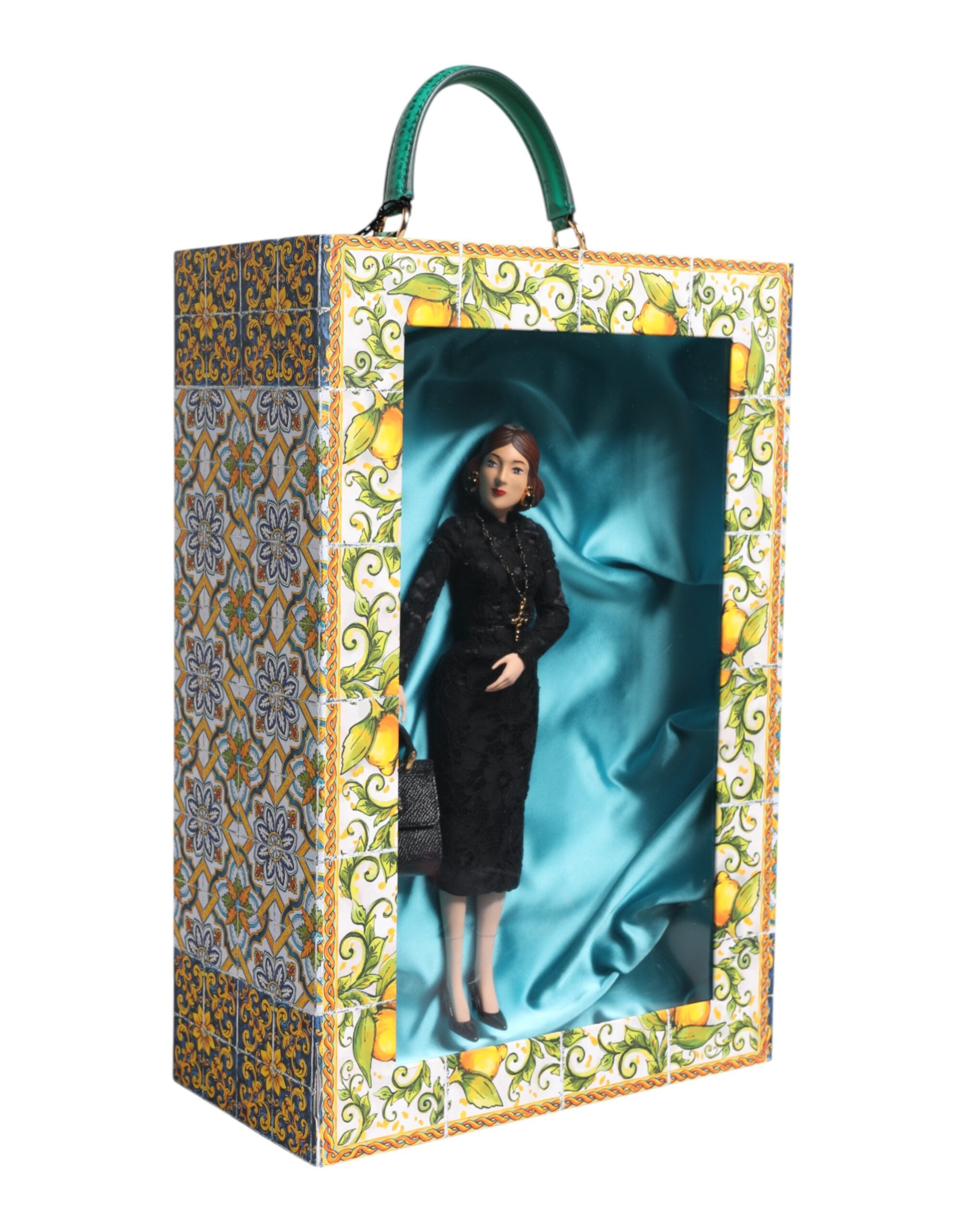 Dolce & Gabbana Schwarzes Kleid MARIA Porzellan Fashion Show Leder Sizilien Puppen-3