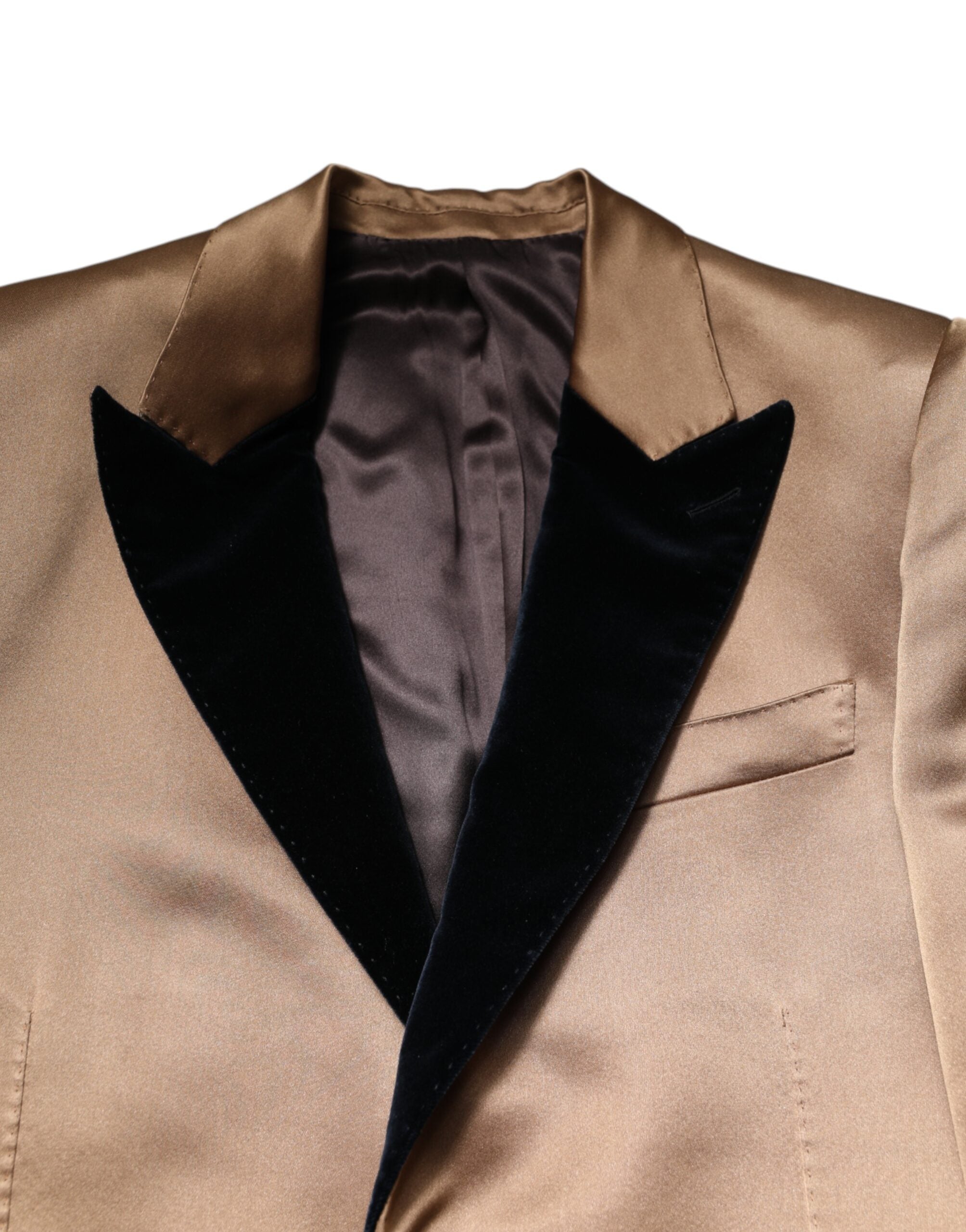 Dolce & Gabbana Brauner Seidenmantel einreihig Trenchcoat Jacke-5