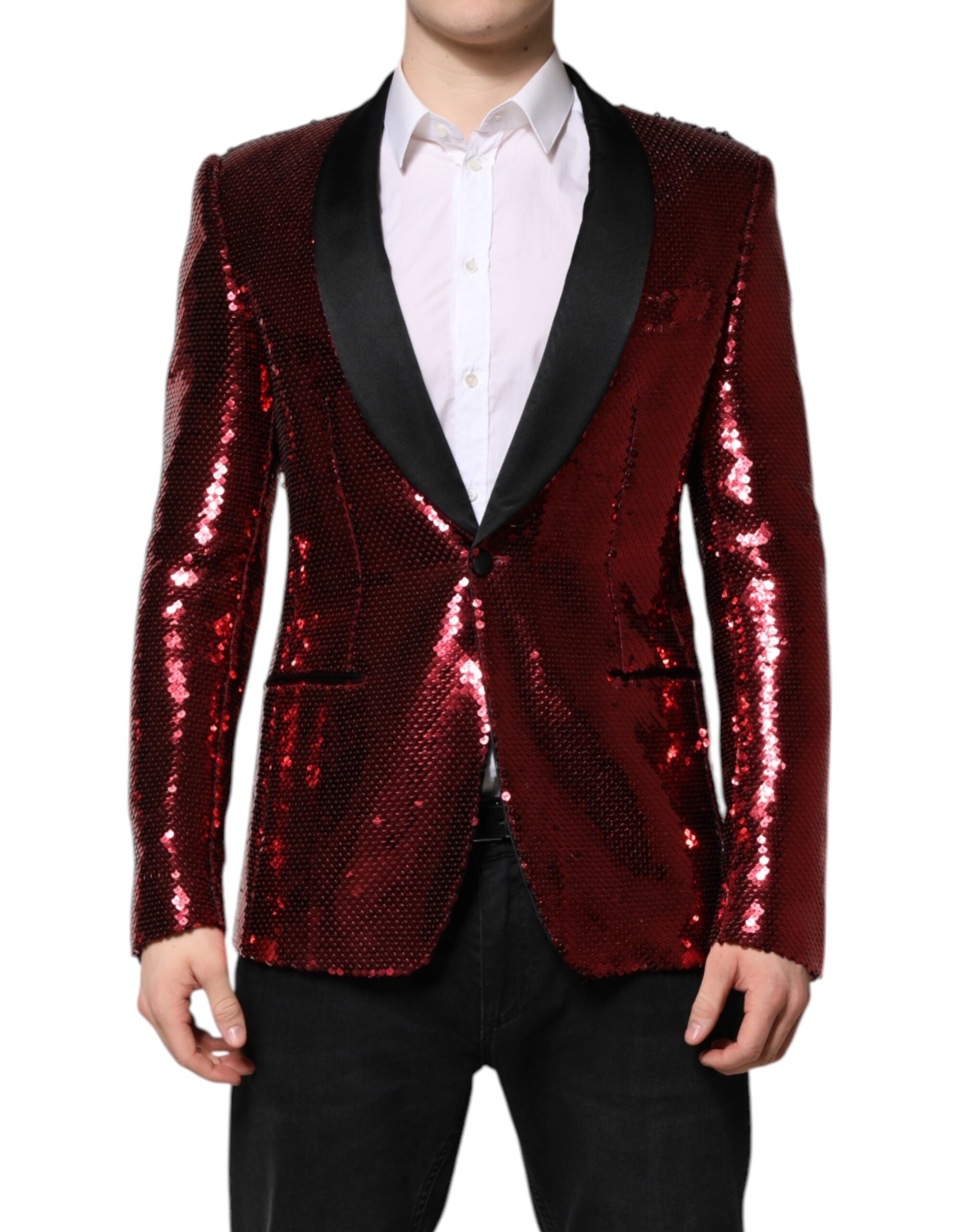 Chaqueta blazer SICILIA roja de Dolce & Gabbana con adorno de lentejuelas-1