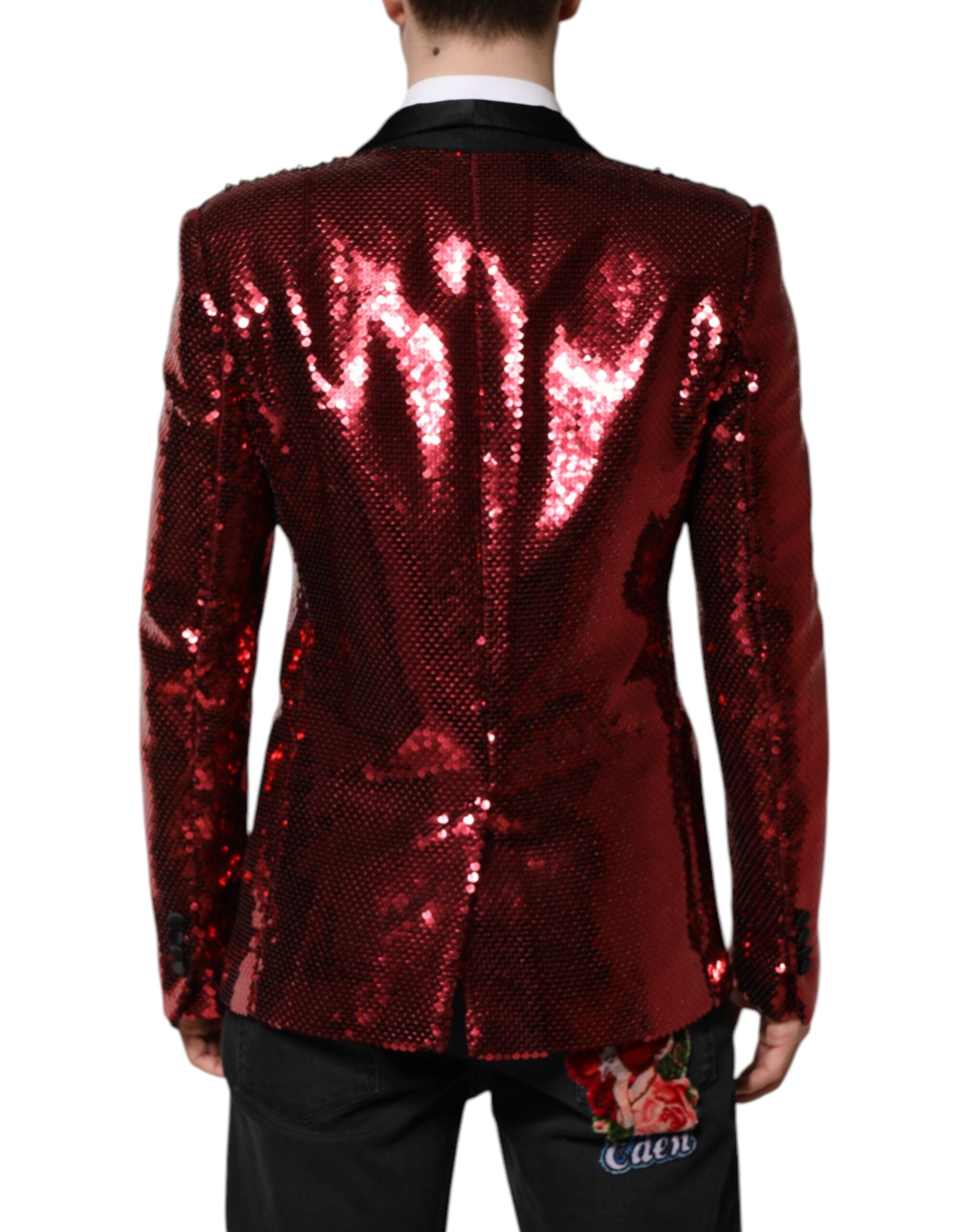 Chaqueta blazer SICILIA roja de Dolce & Gabbana con adorno de lentejuelas-4