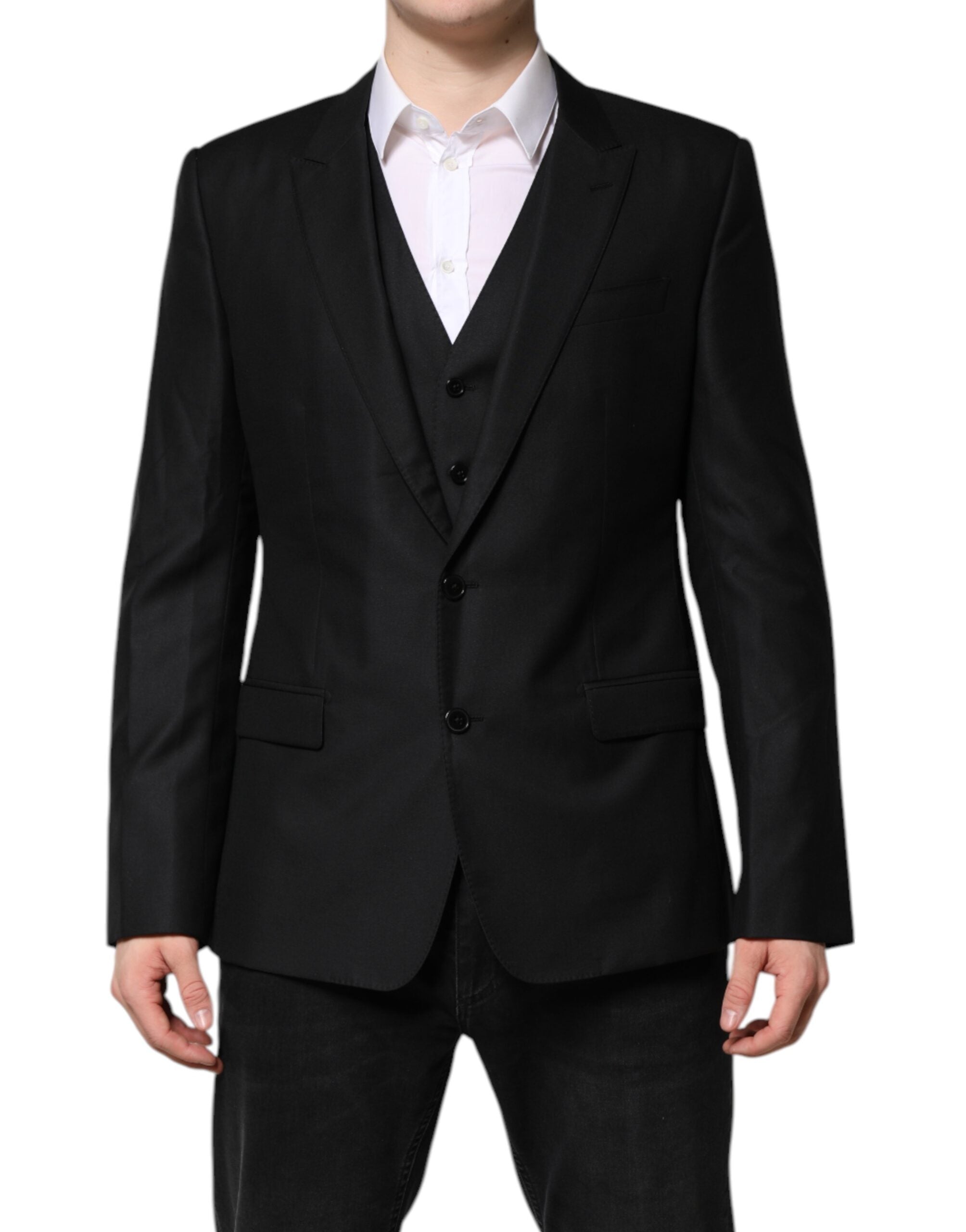 Chaqueta de dos piezas de traje sencillo negro de Dolce & Gabbana-1
