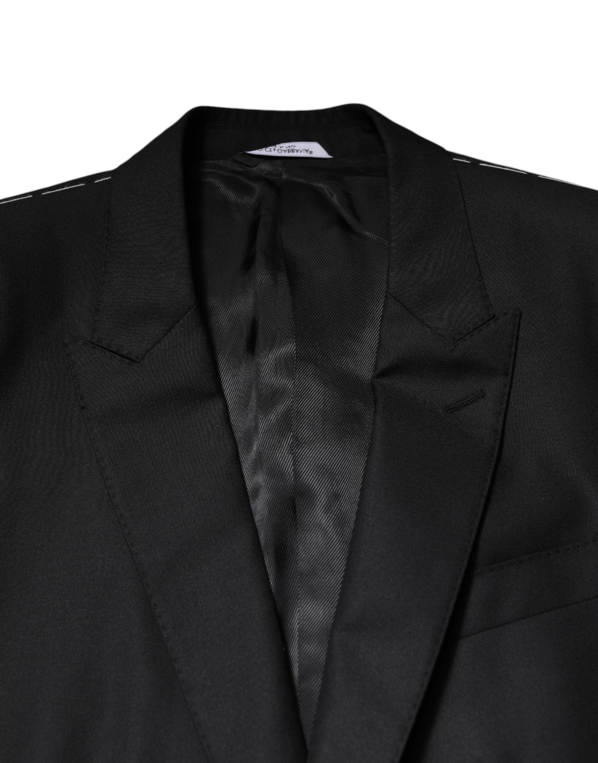 Chaqueta de dos piezas de traje sencillo negro de Dolce & Gabbana-8