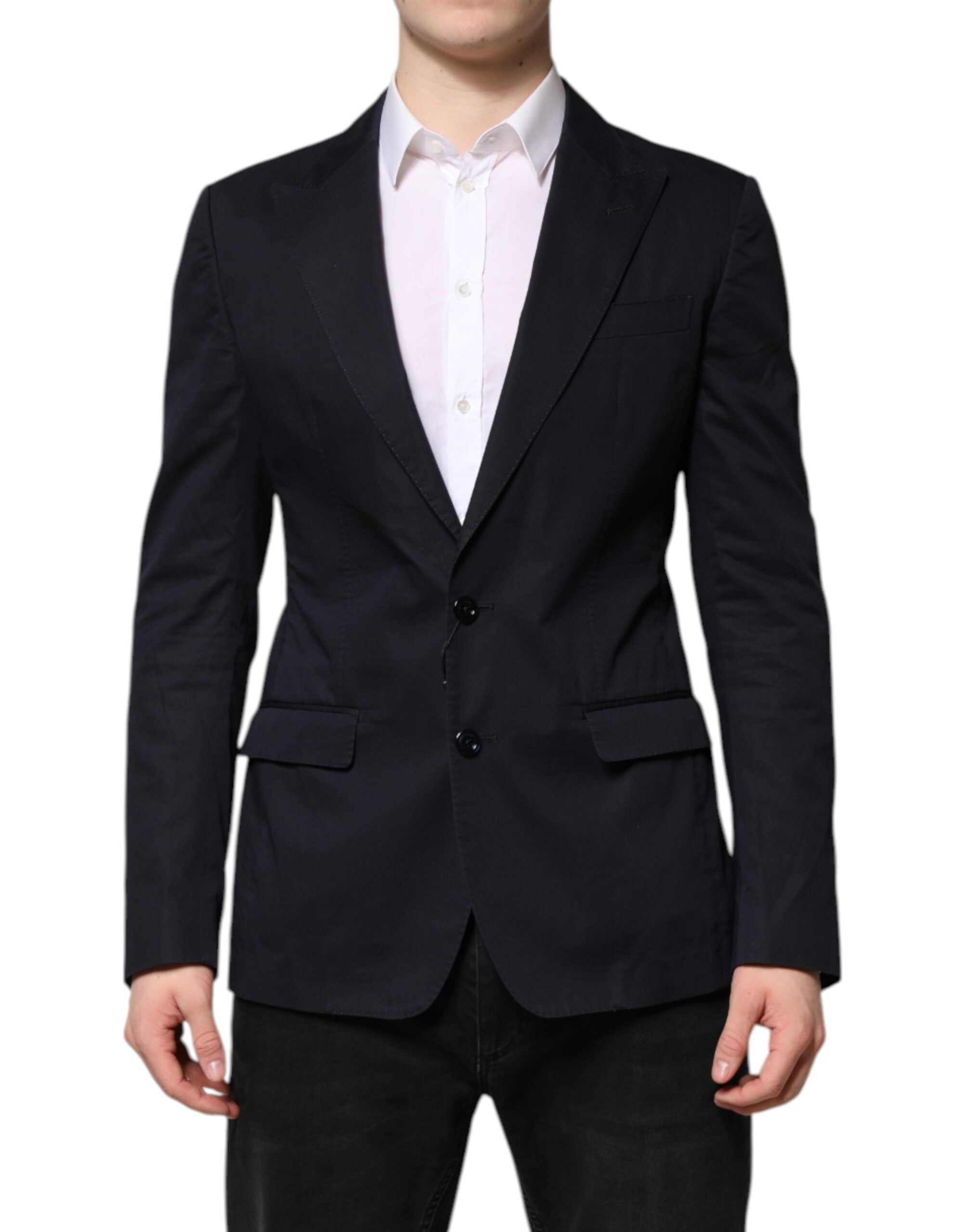 Chaqueta de traje de algodón azul oscuro Taormina de Dolce & Gabbana-2