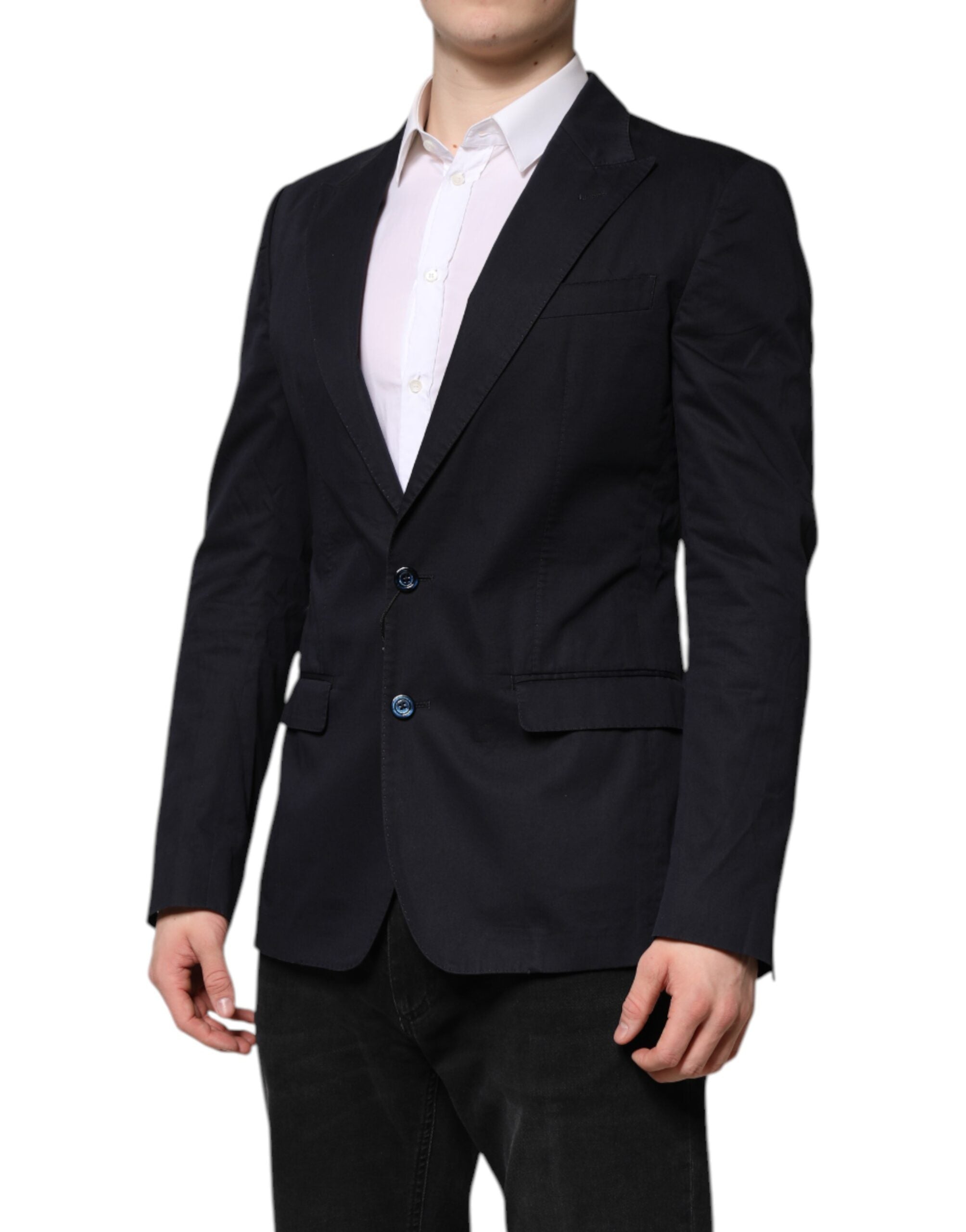 Chaqueta de traje de algodón azul oscuro Taormina de Dolce & Gabbana-3