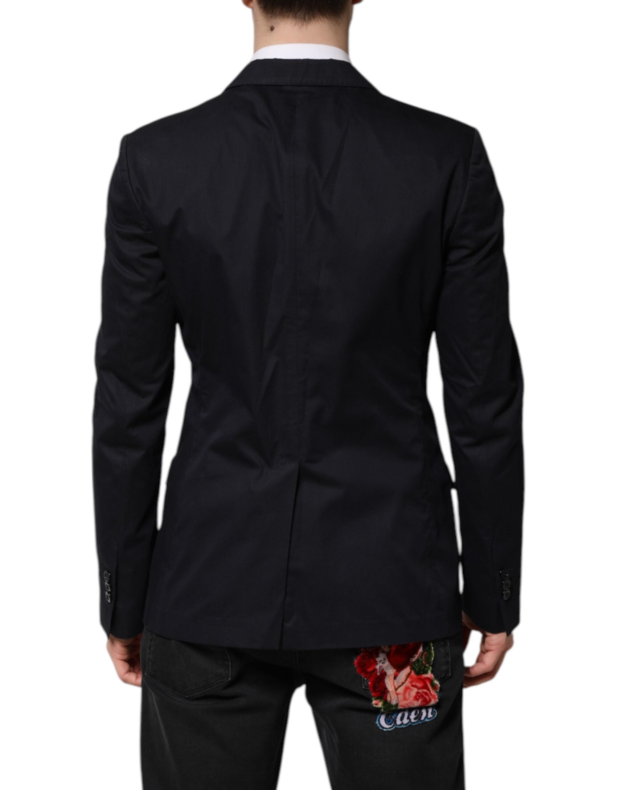 Chaqueta de traje de algodón azul oscuro Taormina de Dolce & Gabbana-4