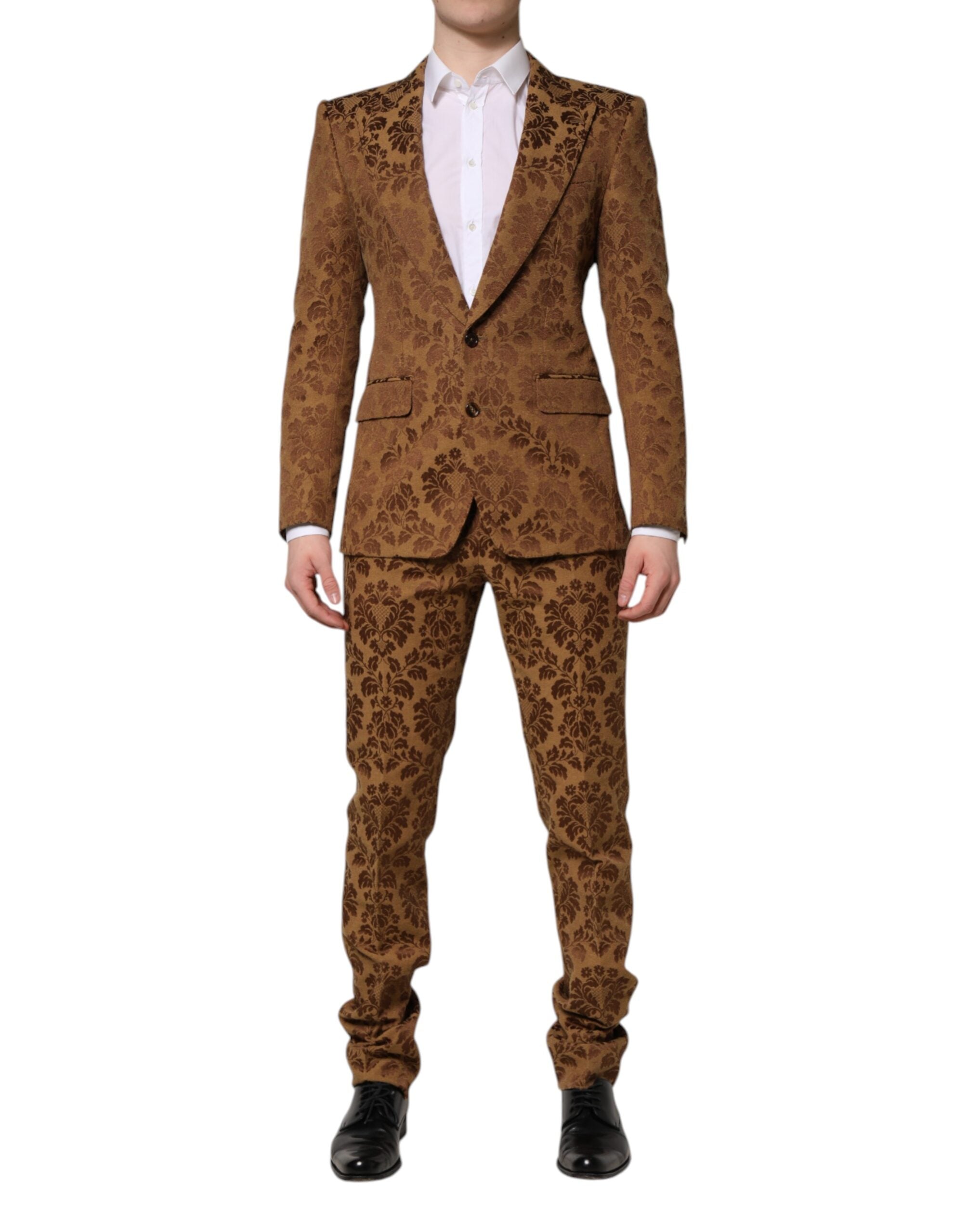 Dolce & Gabbana Brown Floral Jacquard Suit SICILIA 2 Pieces-1