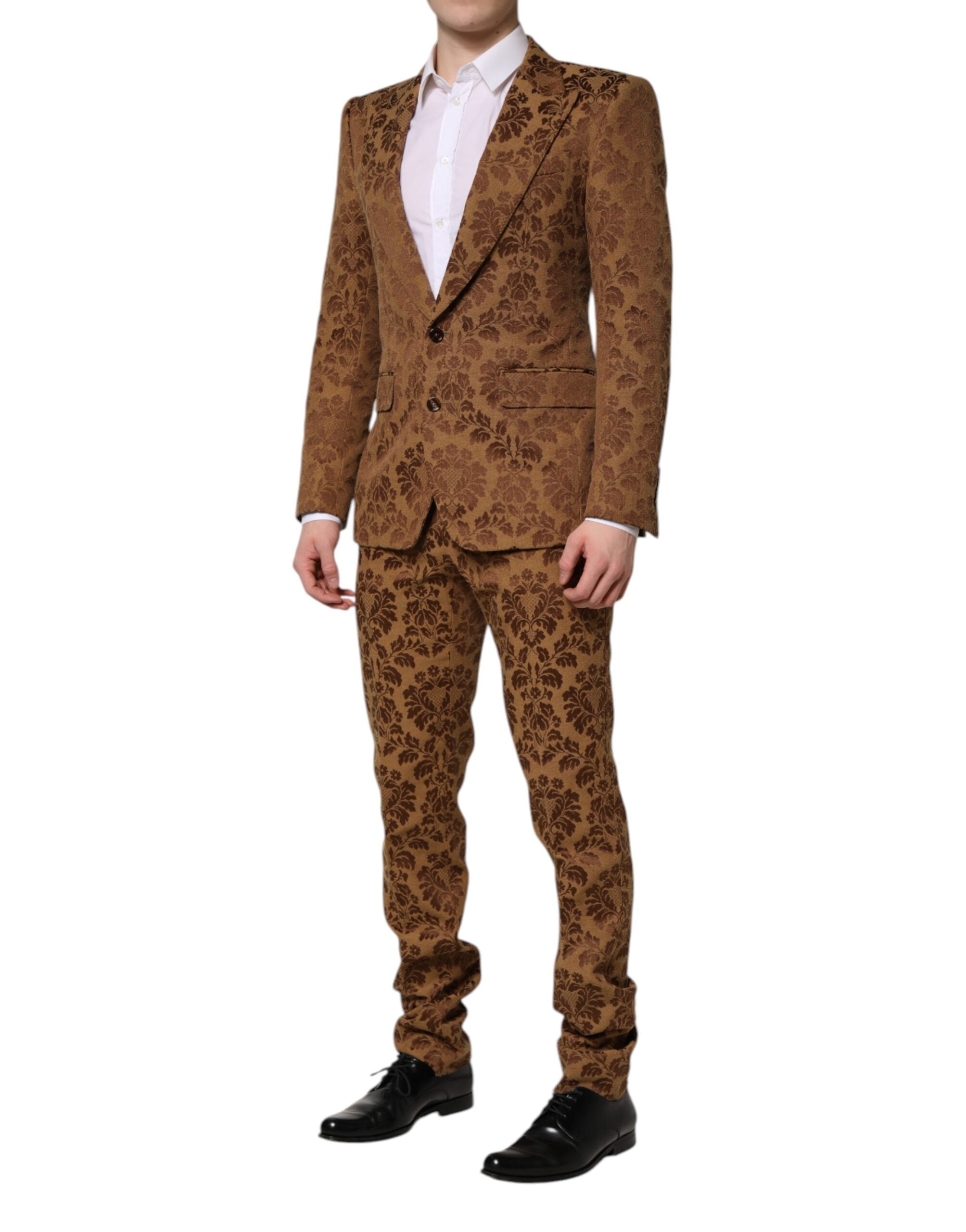 Dolce & Gabbana Brown Floral Jacquard Suit SICILIA 2 Pieces-3