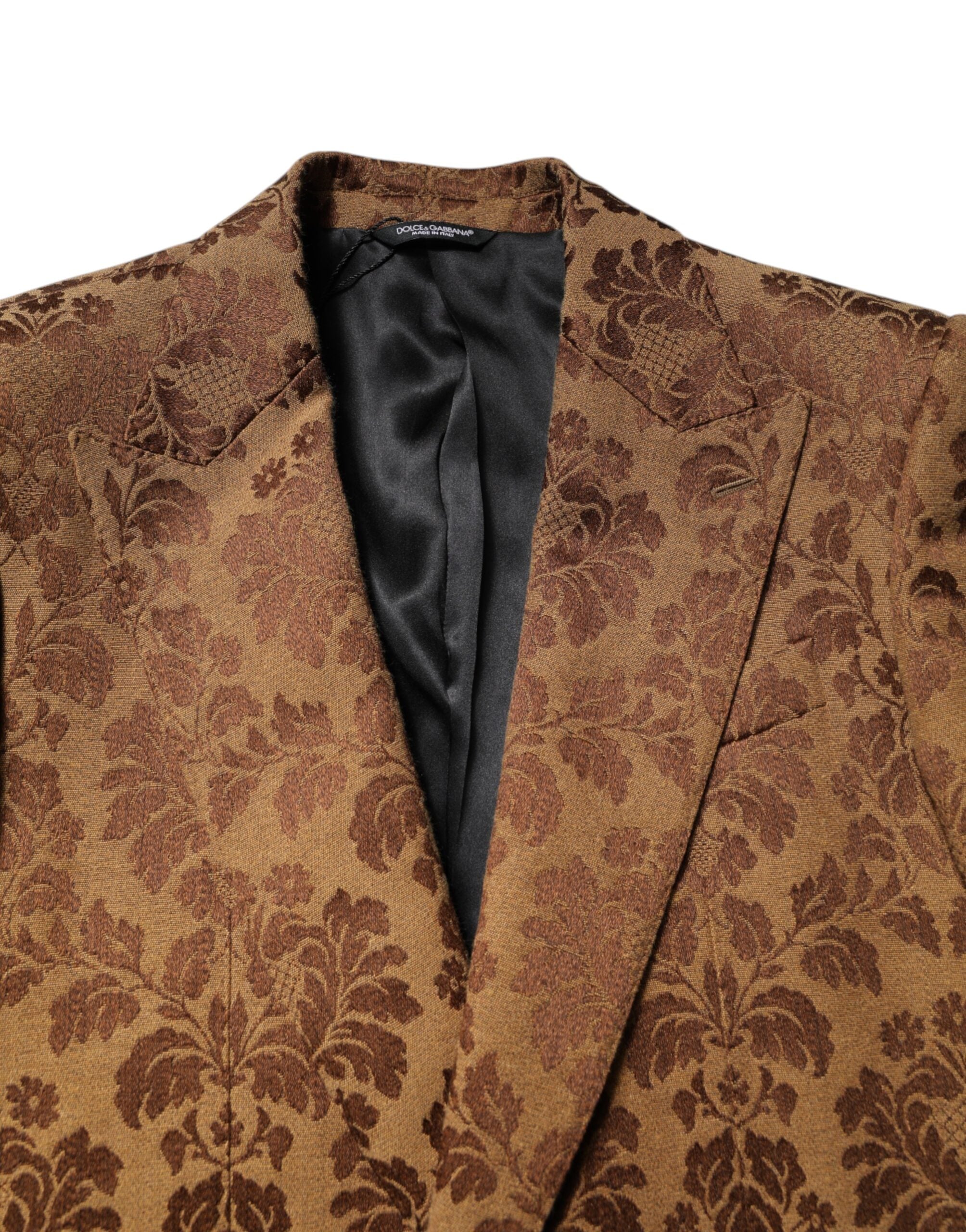 Dolce & Gabbana Brown Floral Jacquard Suit SICILIA 2 Pieces-5