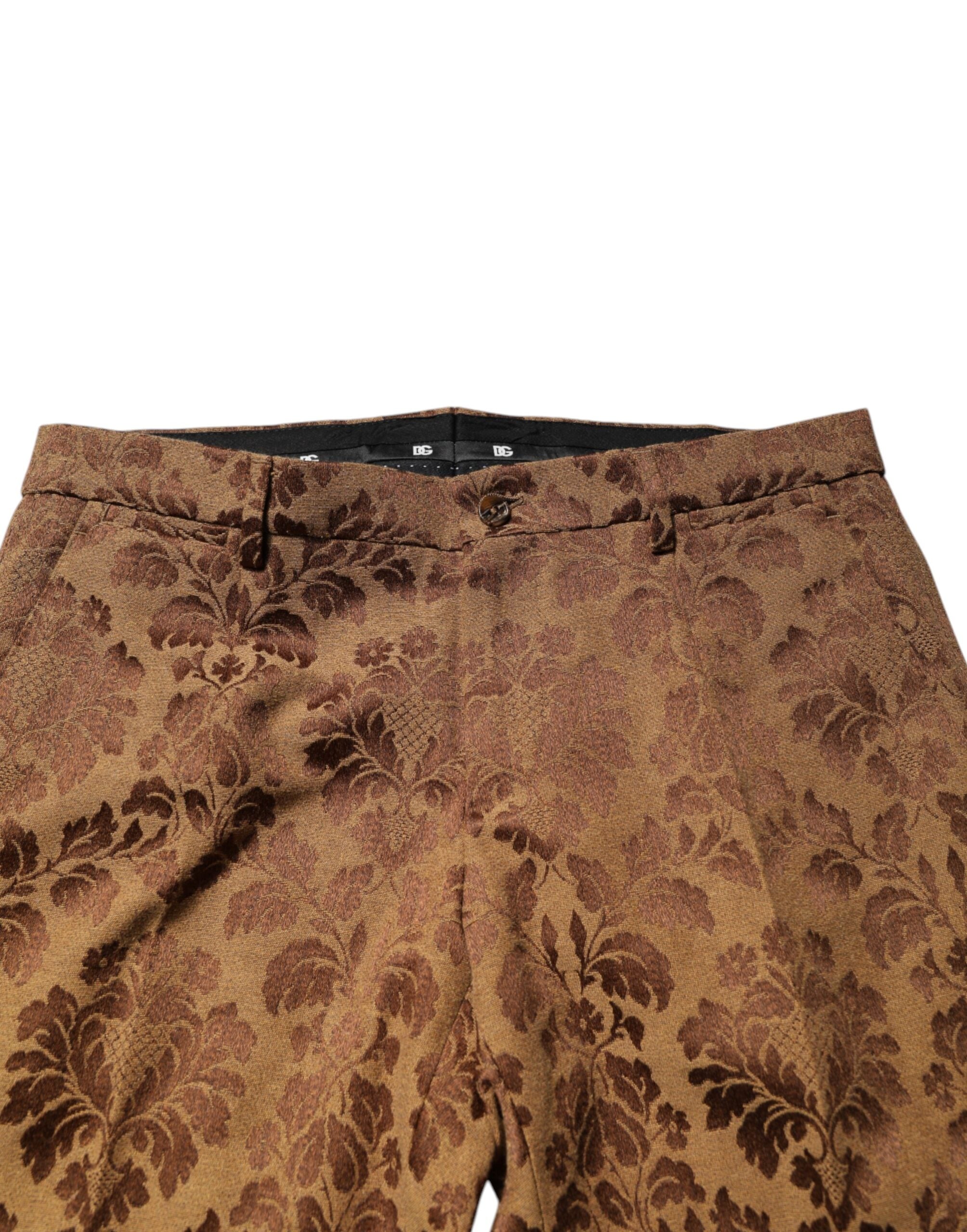 Dolce & Gabbana Brown Floral Jacquard Suit SICILIA 2 Pieces-7