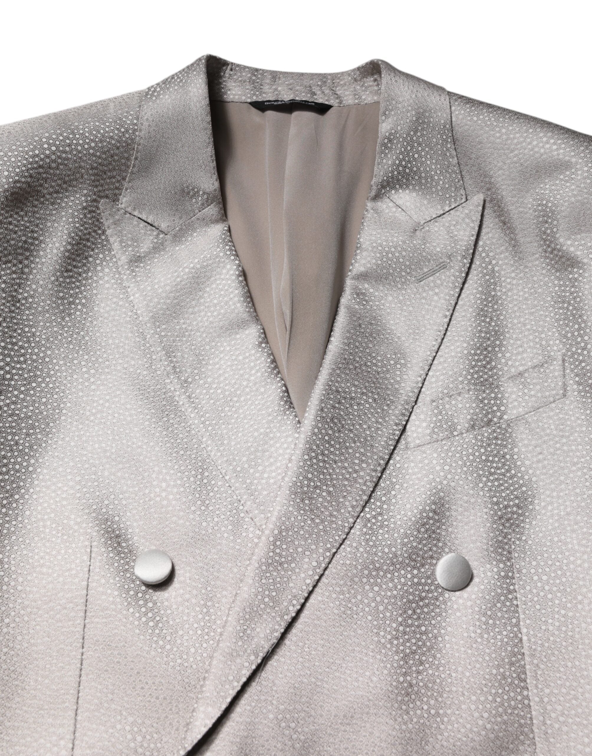 Dolce & Gabbana Light Grey Jacquard Silk Suit with Polka Dots, 2 Pieces-5