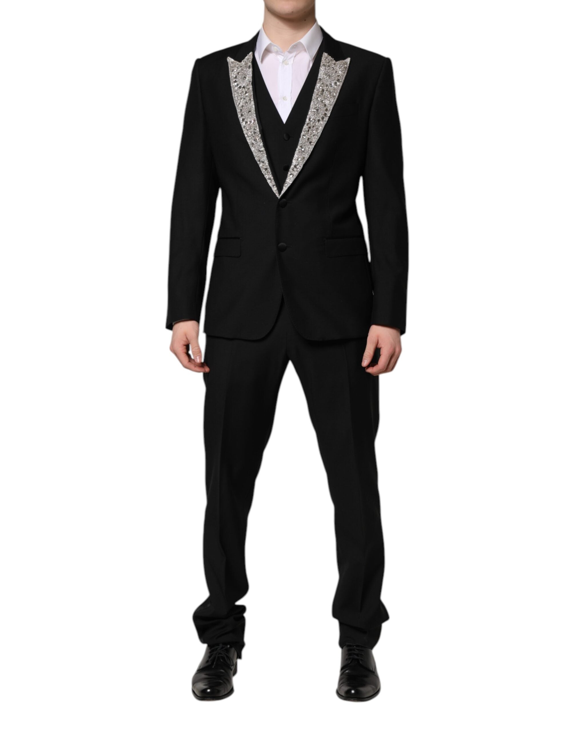 Dolce & Gabbana Black MARTINI Suit with Crystal Embellishment 3-piece set-1