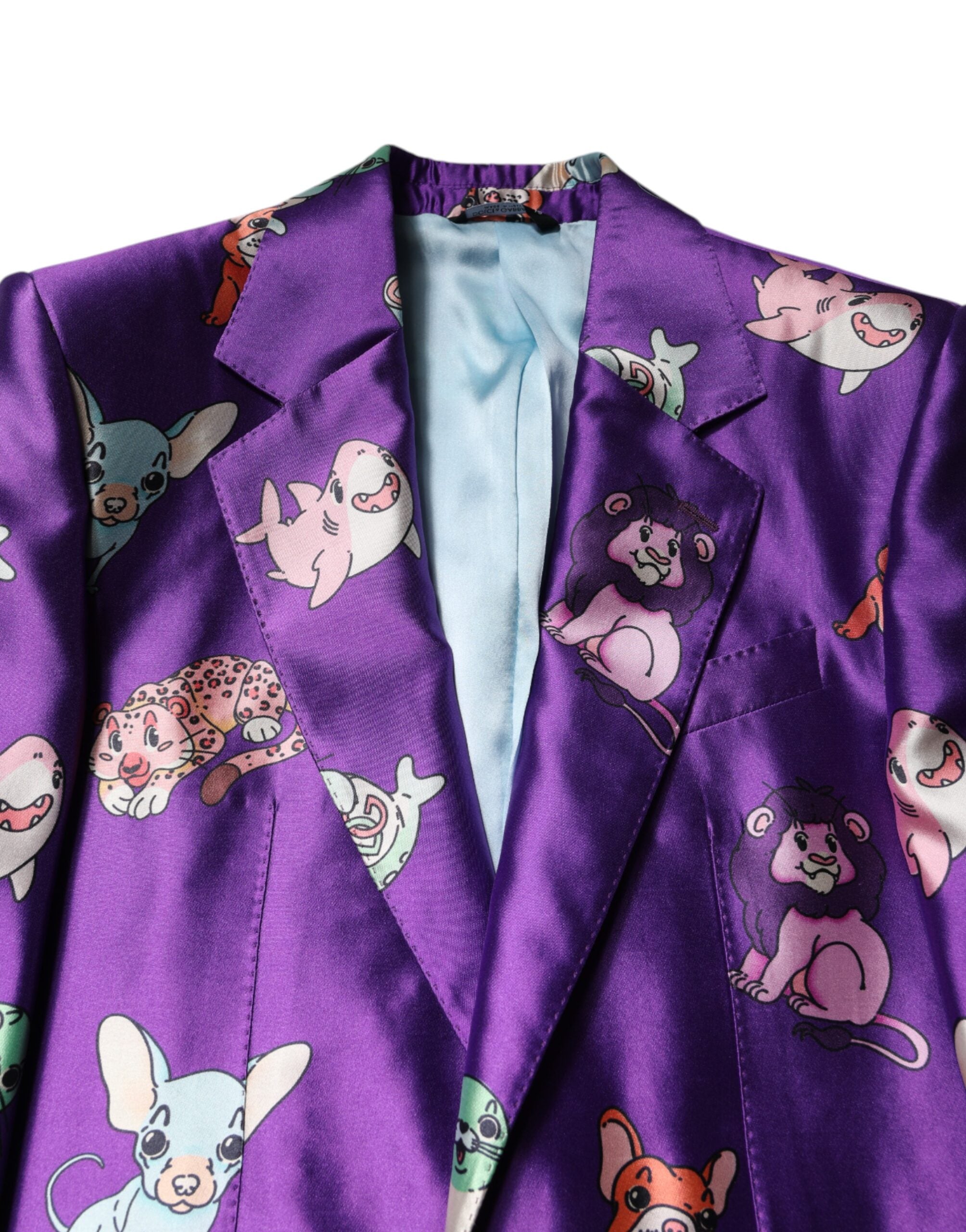 Dolce & Gabbana Purple Silk Animal Print 3-Piece Suit-8