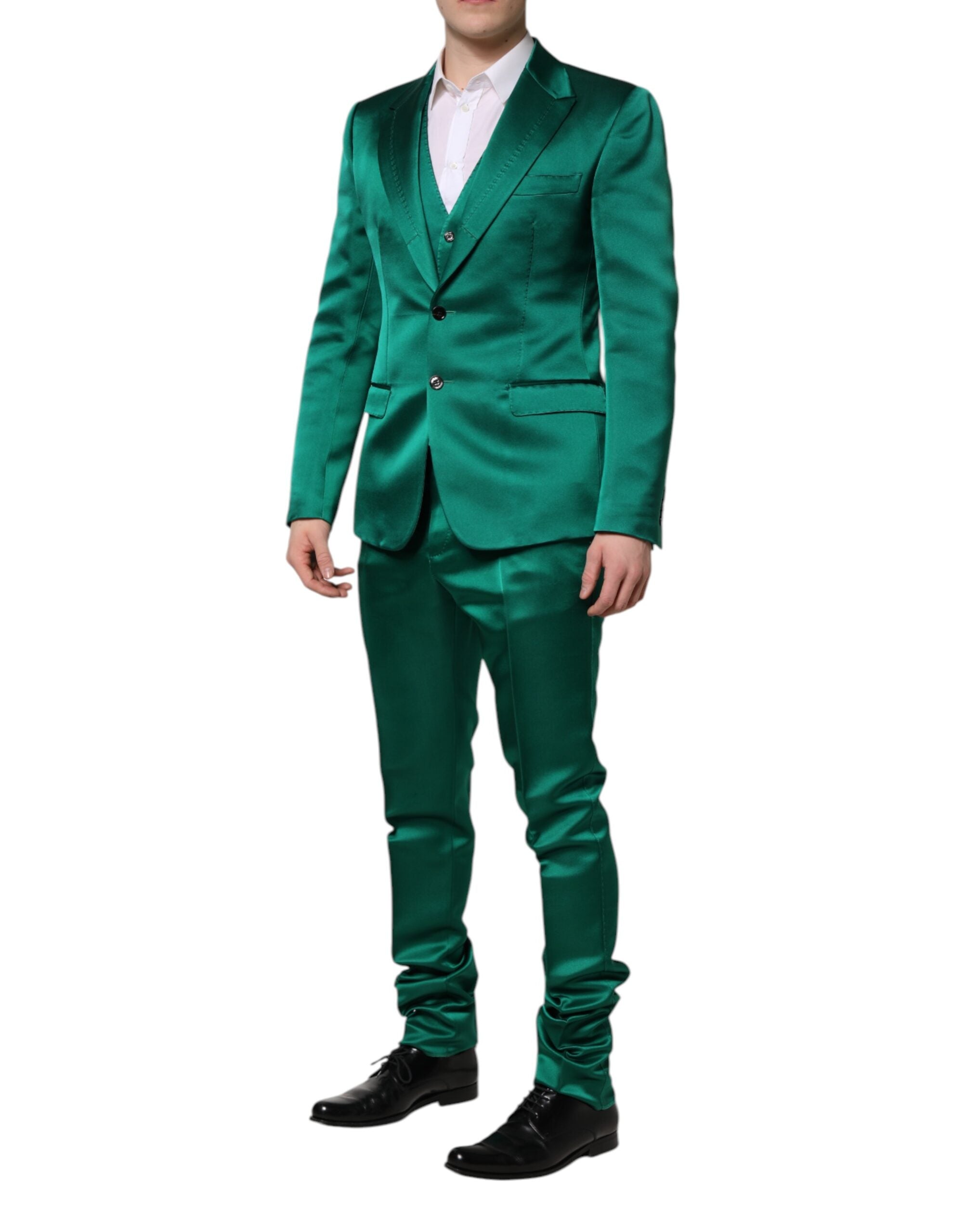 Dolce & Gabbana Grüner Seidenanzug 3-teilig einreihig-3