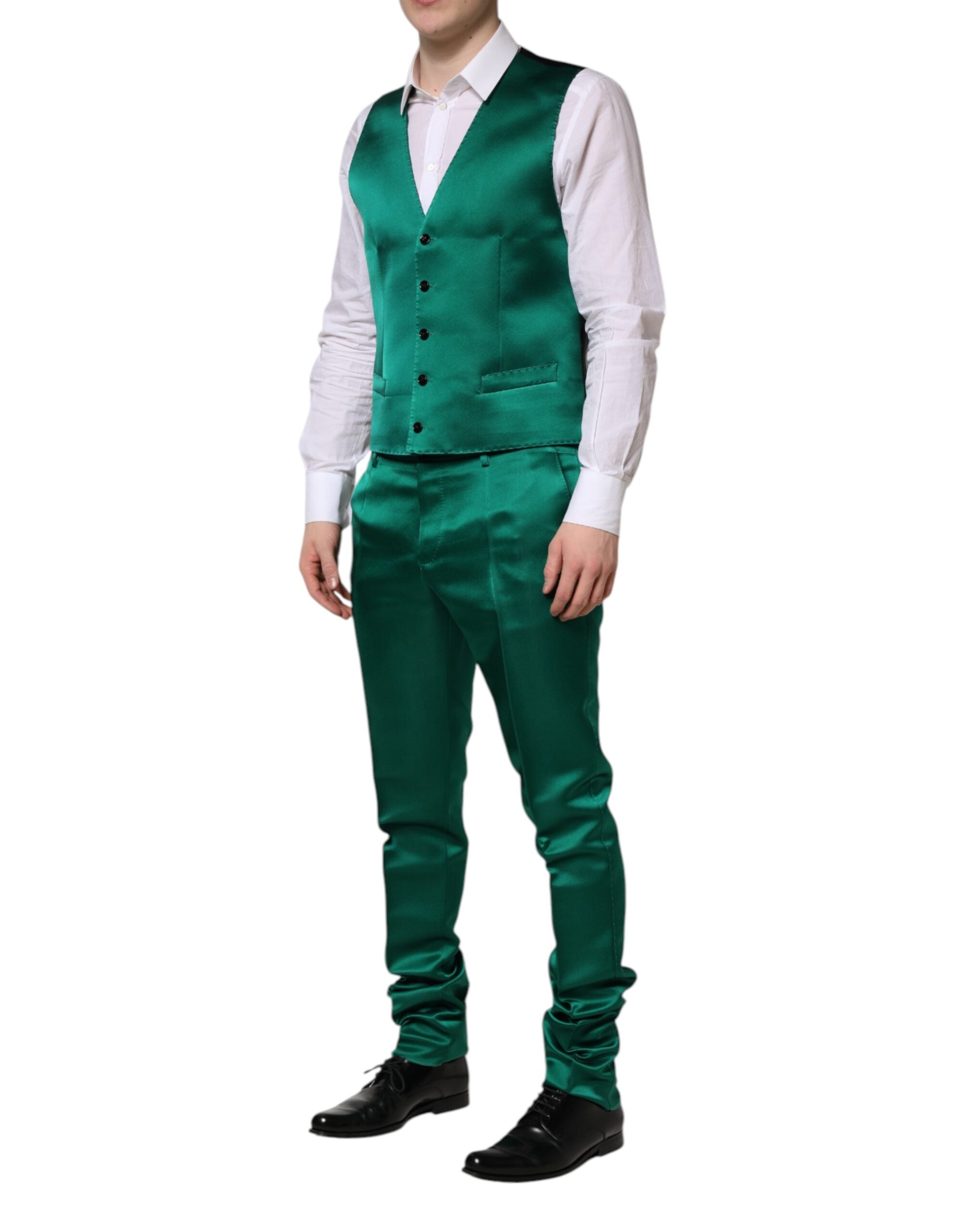 Dolce & Gabbana Grüner Seidenanzug 3-teilig einreihig-6