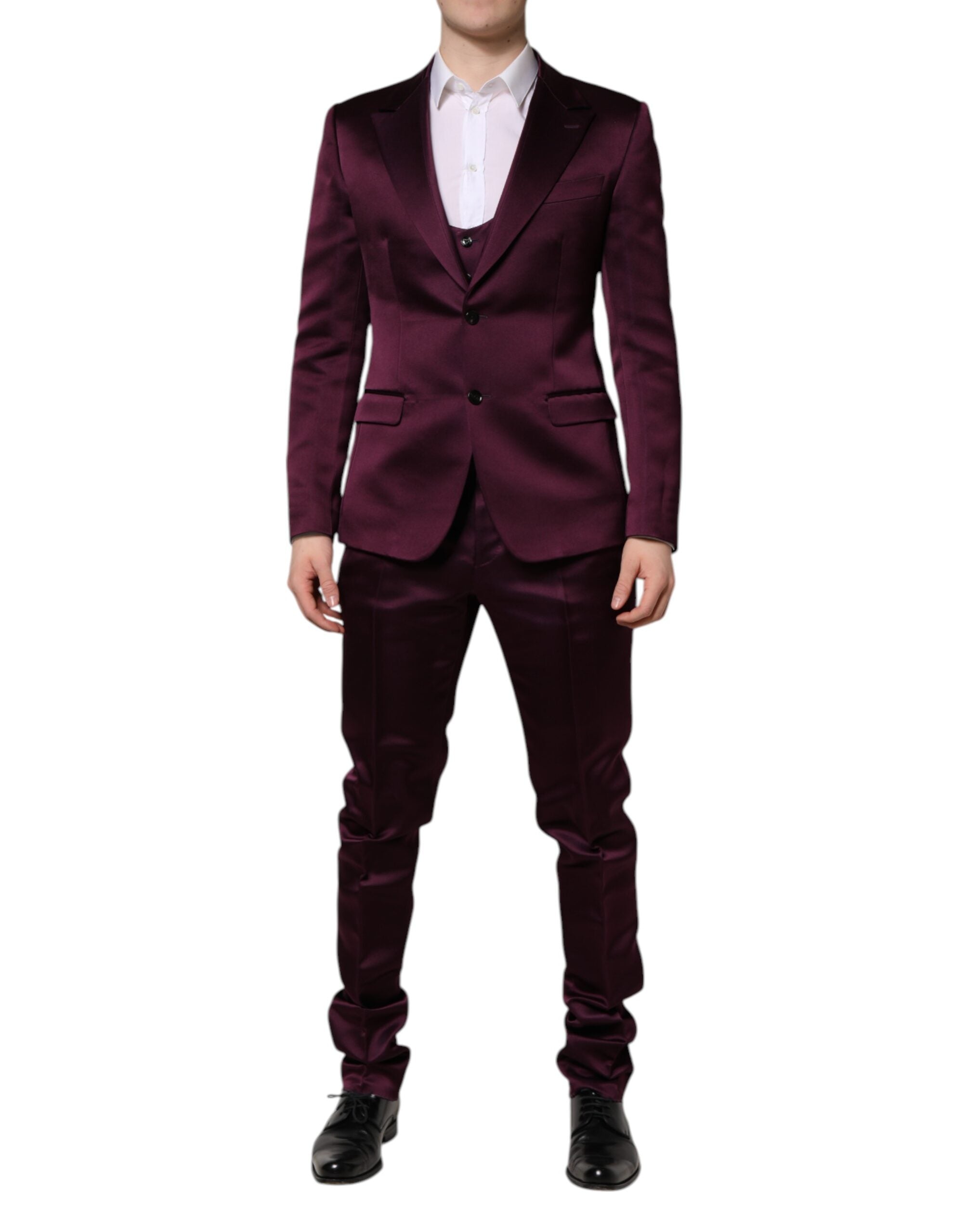 Dolce & Gabbana dark purple silk suit, 3-piece, single-breasted-1
