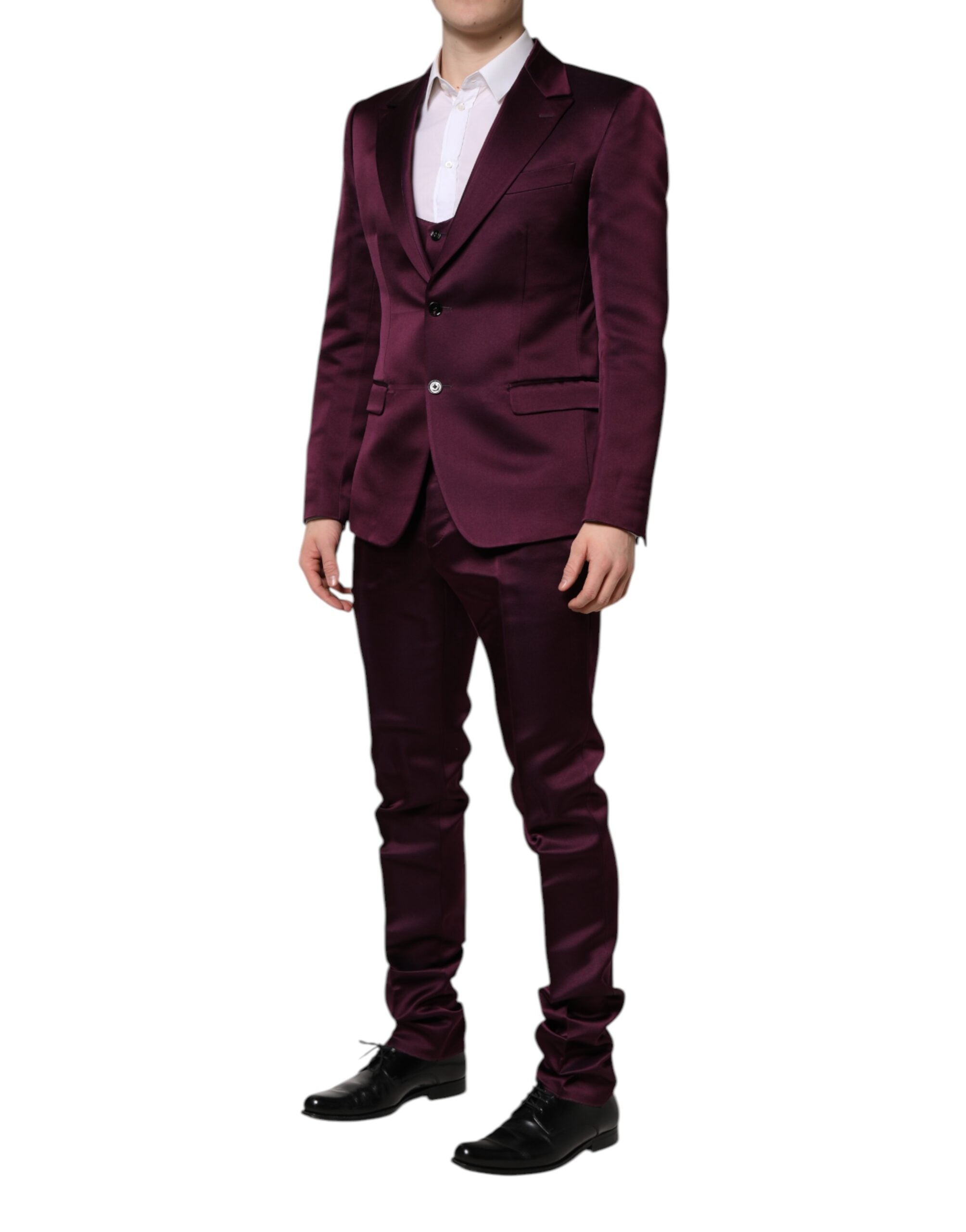 Dolce & Gabbana dark purple silk suit, 3-piece, single-breasted-3
