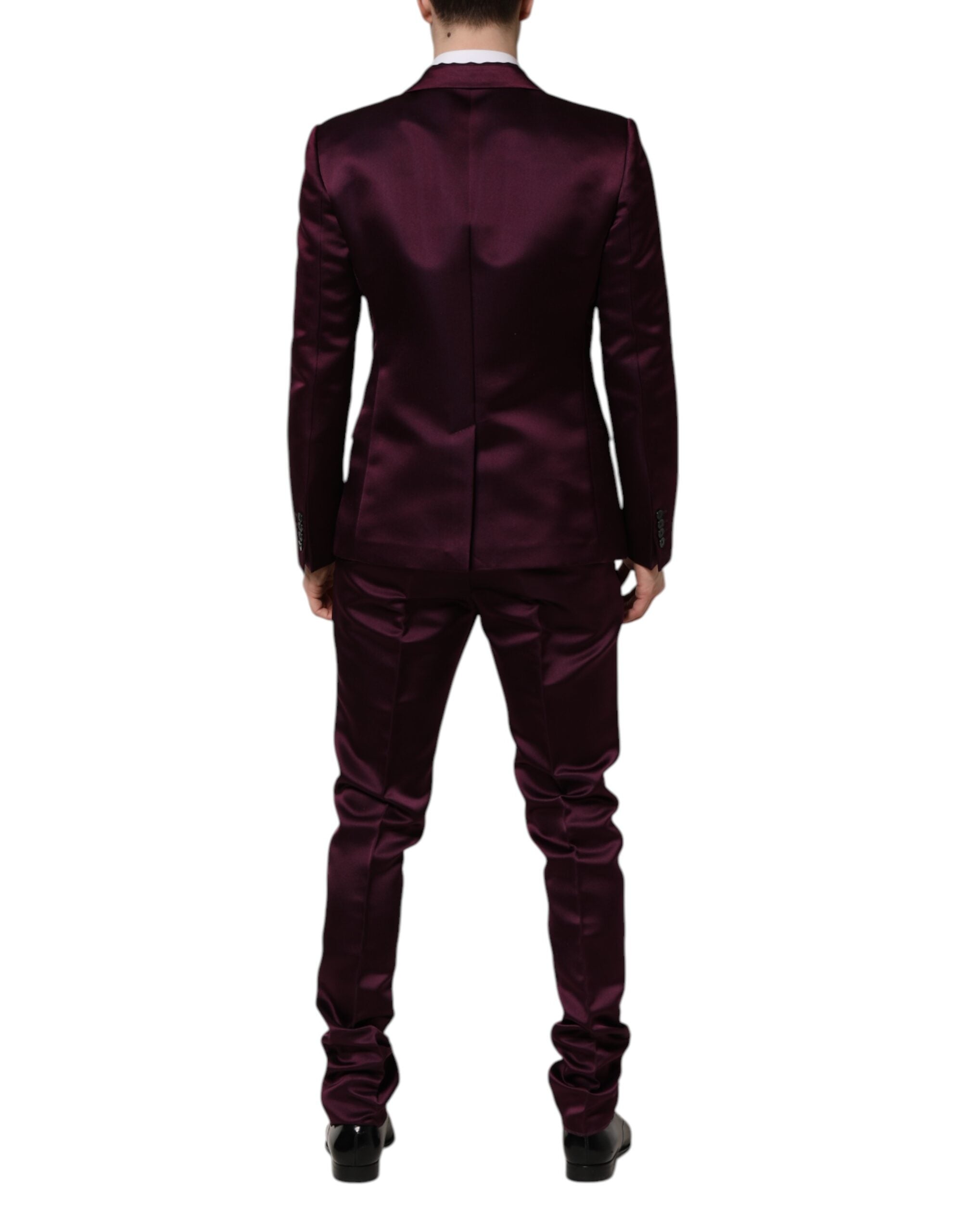 Dolce & Gabbana dark purple silk suit, 3-piece, single-breasted-4