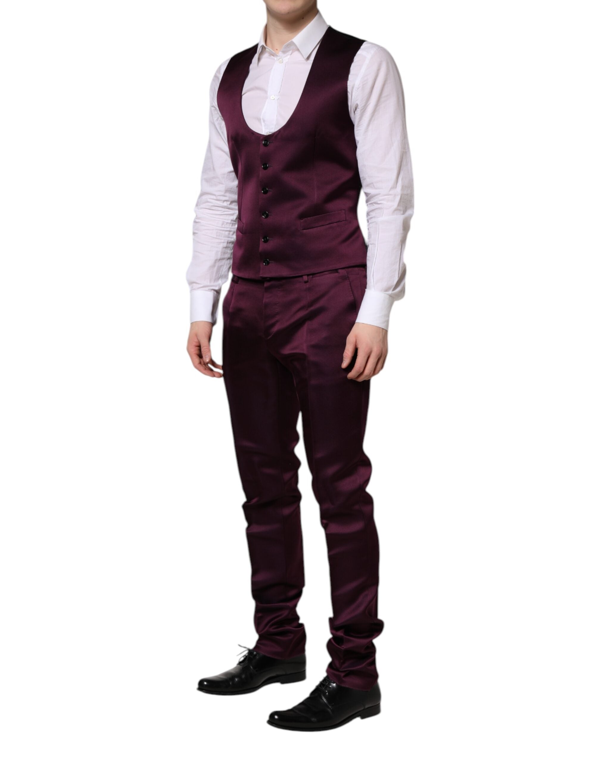 Dolce & Gabbana dark purple silk suit, 3-piece, single-breasted-6