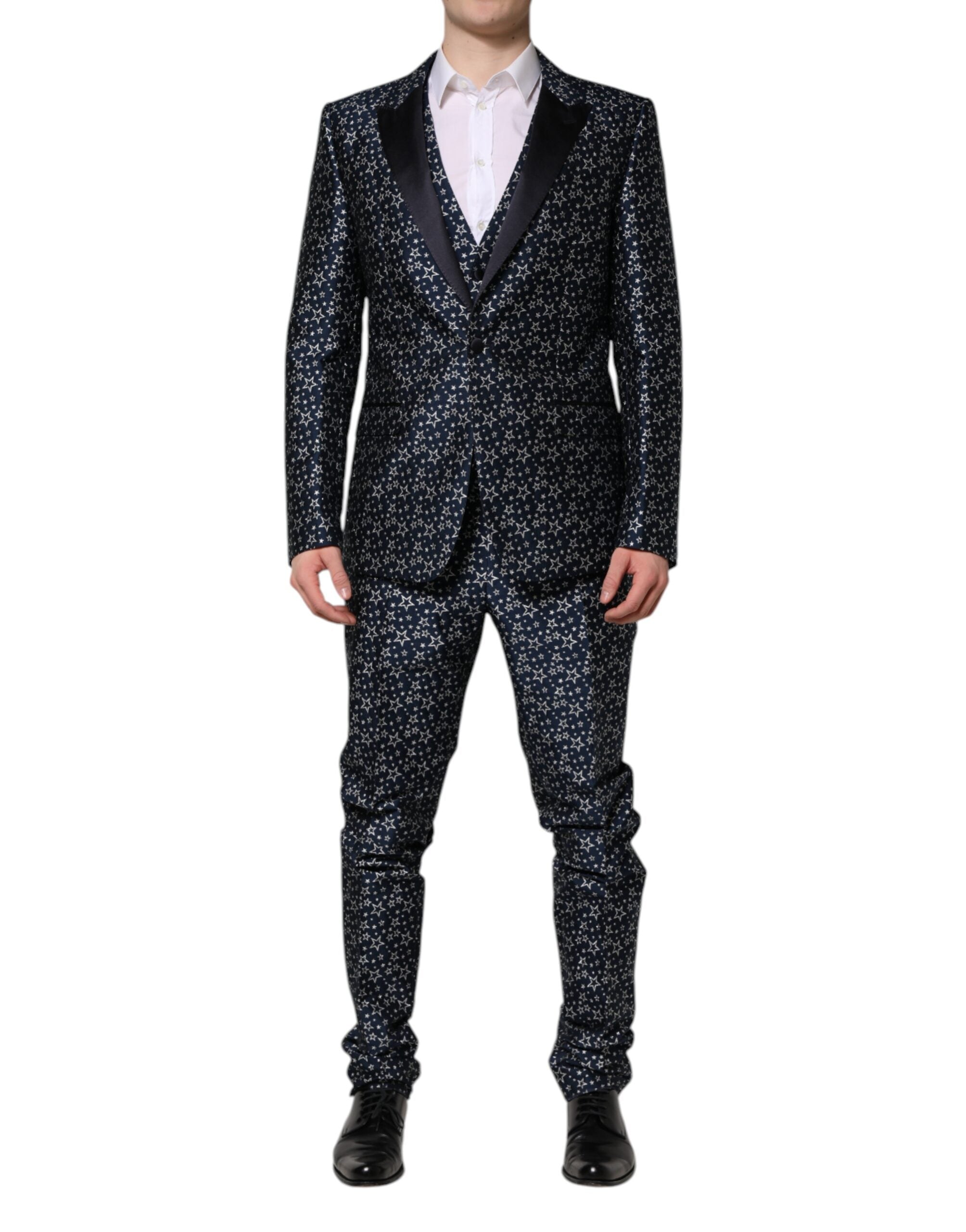 Dolce & Gabbana Blauer MARTINI Star Jacquard 3 Stück Anzug-2