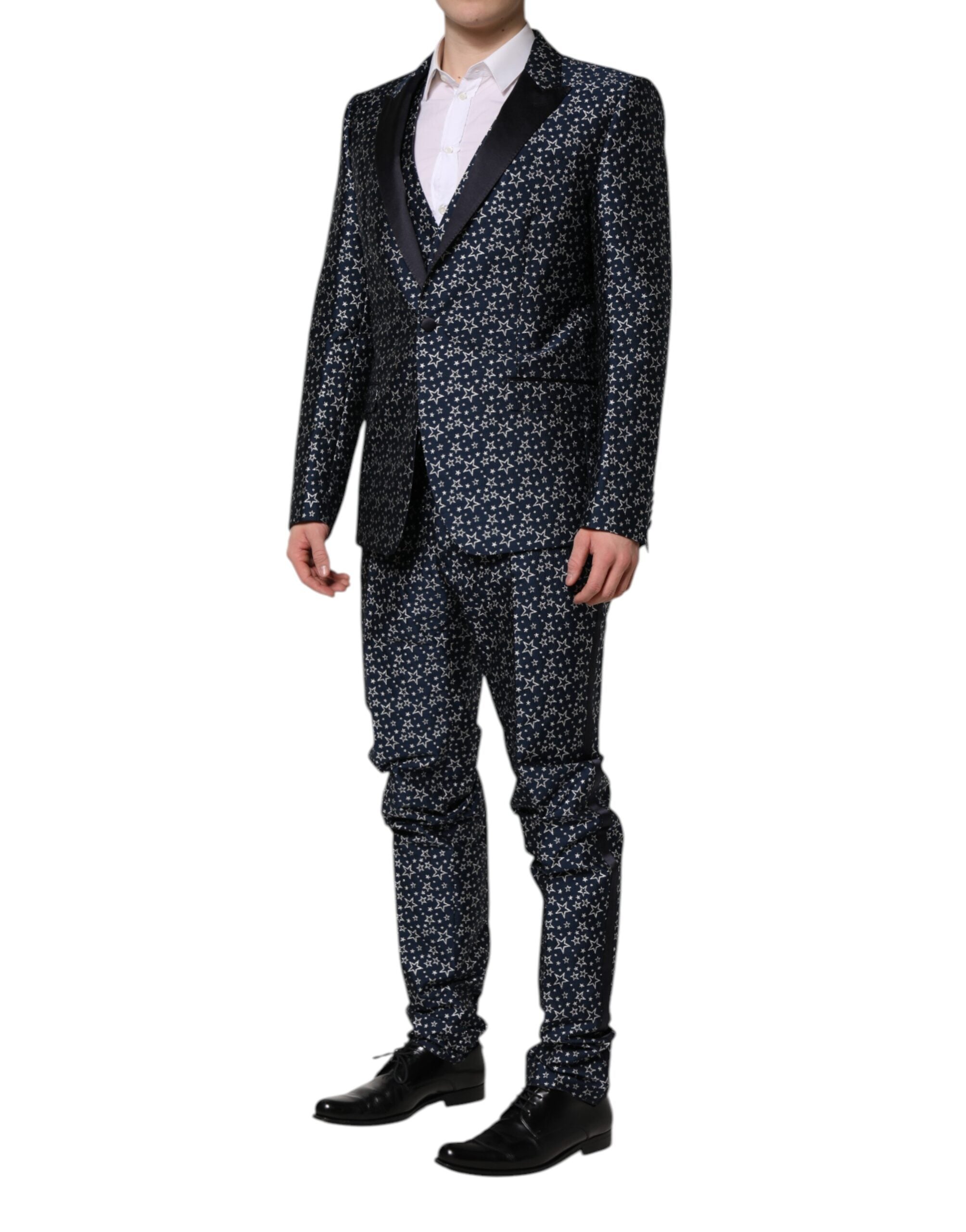 Dolce & Gabbana Blauer MARTINI Star Jacquard 3 Stück Anzug-3
