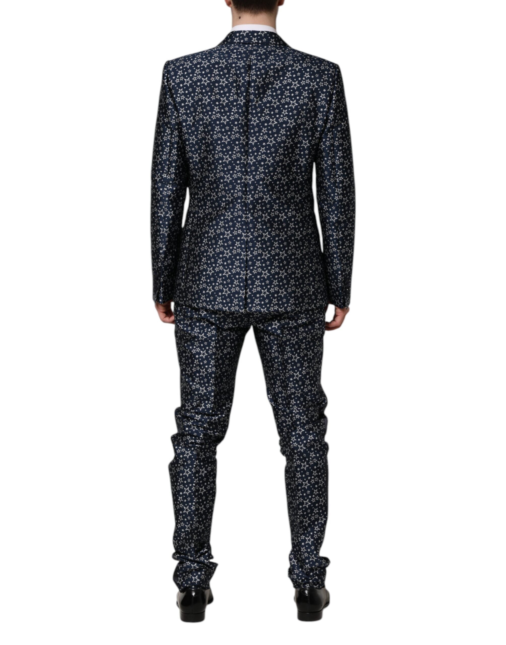 Dolce & Gabbana Blauer MARTINI Star Jacquard 3 Stück Anzug-4