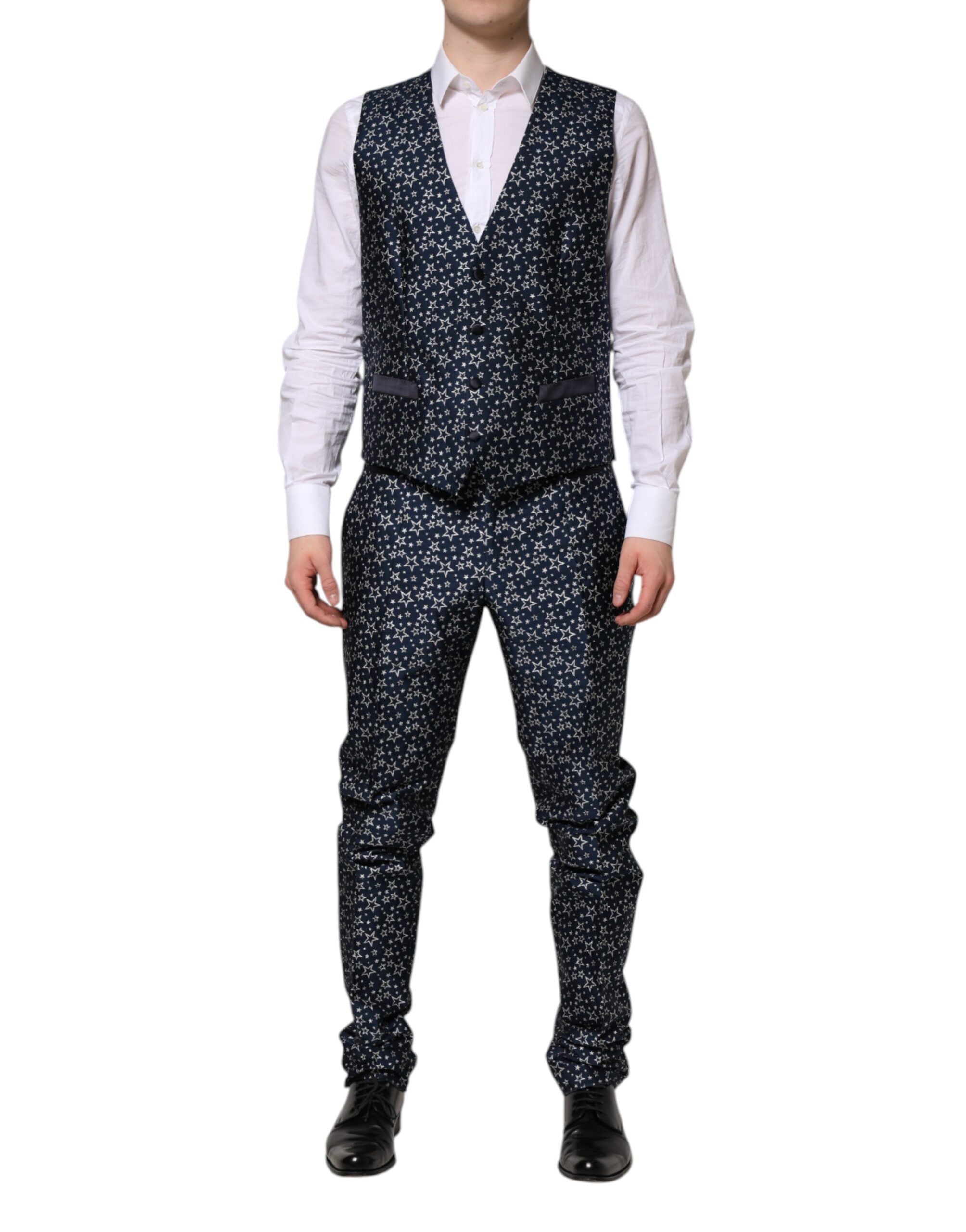 Dolce & Gabbana Blauer MARTINI Star Jacquard 3 Stück Anzug-5