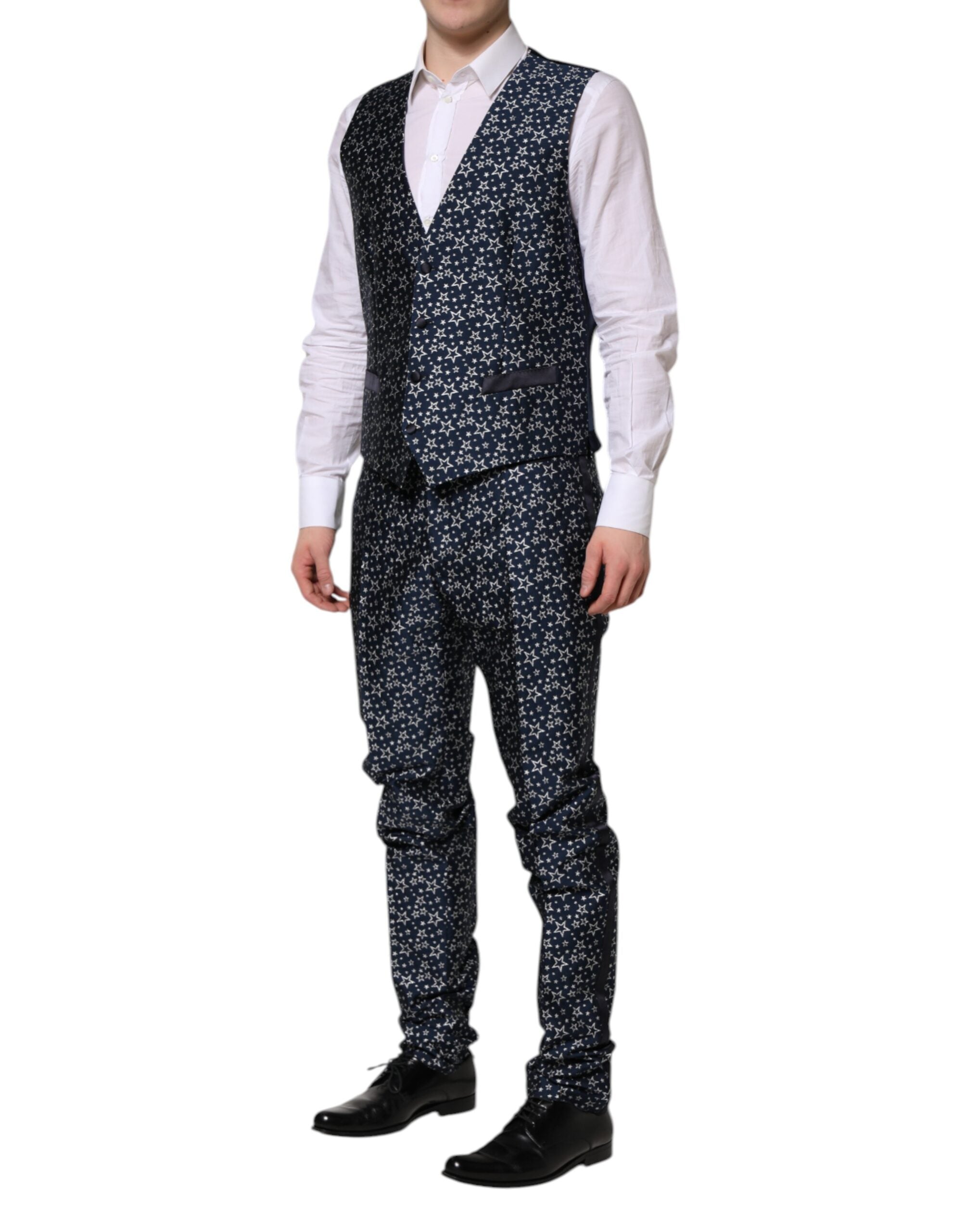 Dolce & Gabbana Blauer MARTINI Star Jacquard 3 Stück Anzug-6