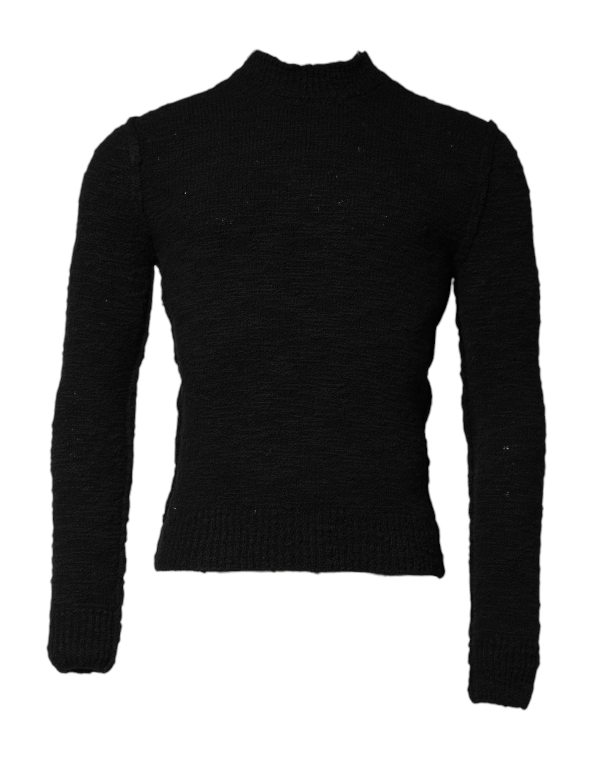 Dolce & Gabbana black round neck wool knit sweater-1