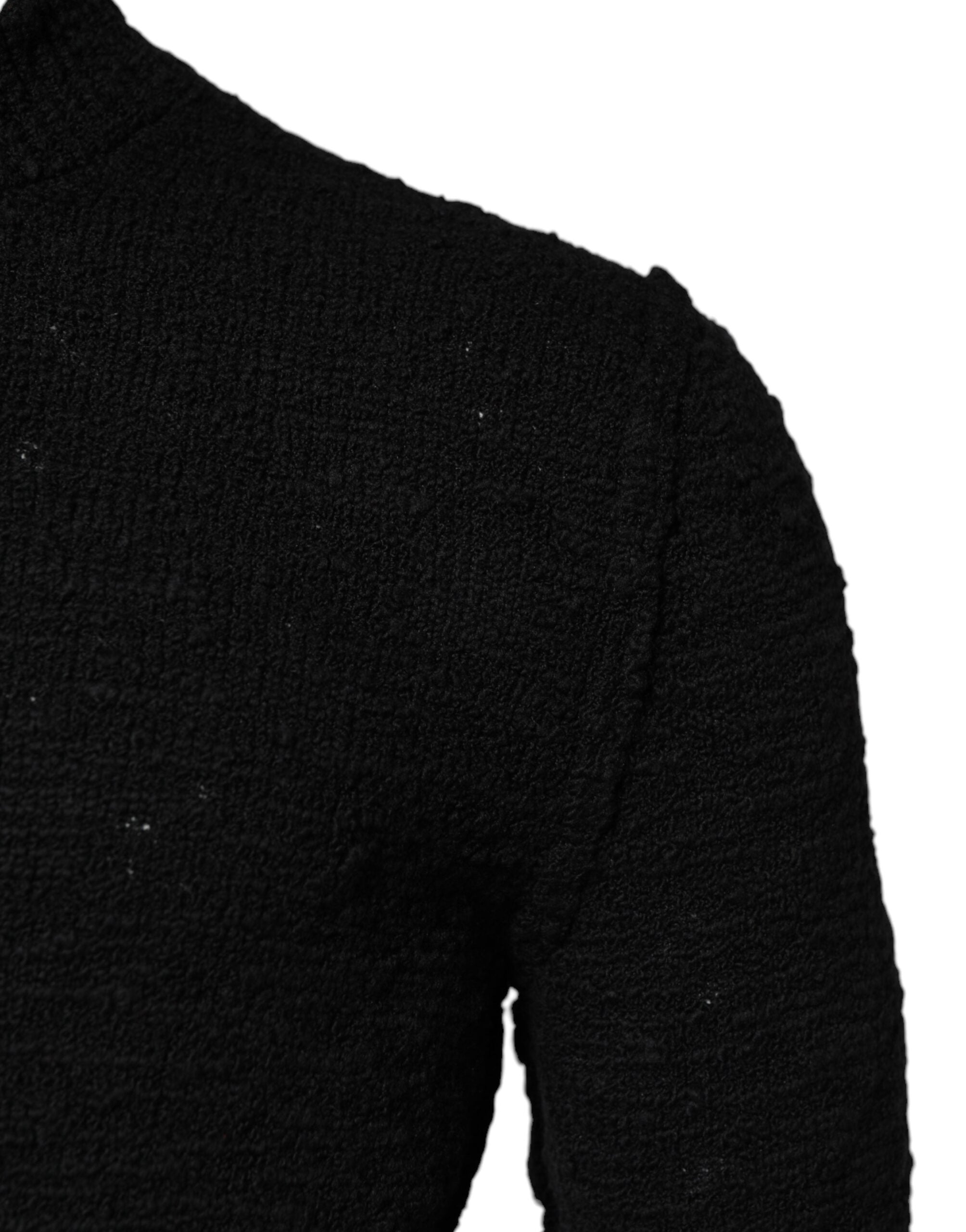 Dolce & Gabbana black round neck wool knit sweater-3