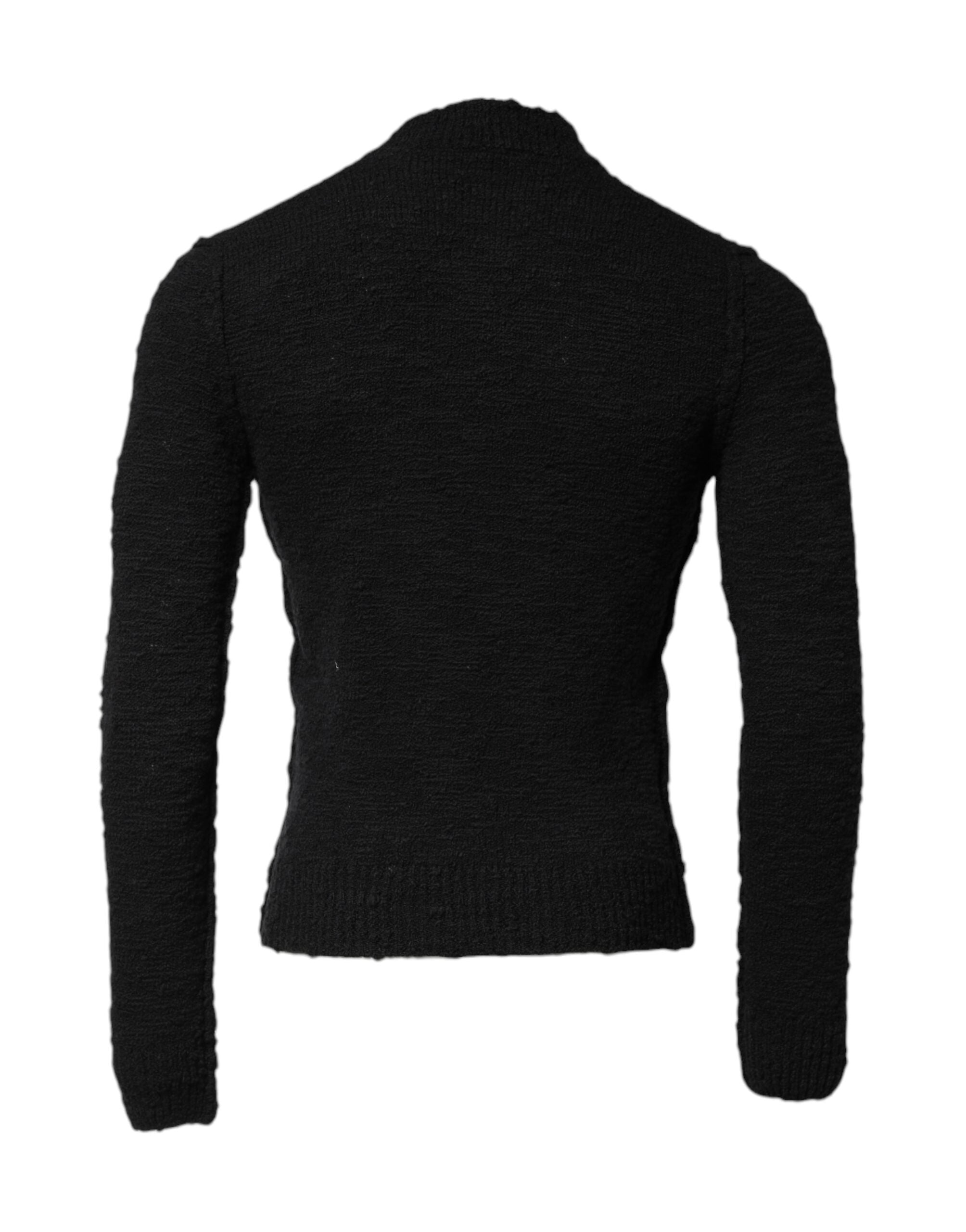 Dolce & Gabbana black round neck wool knit sweater-4