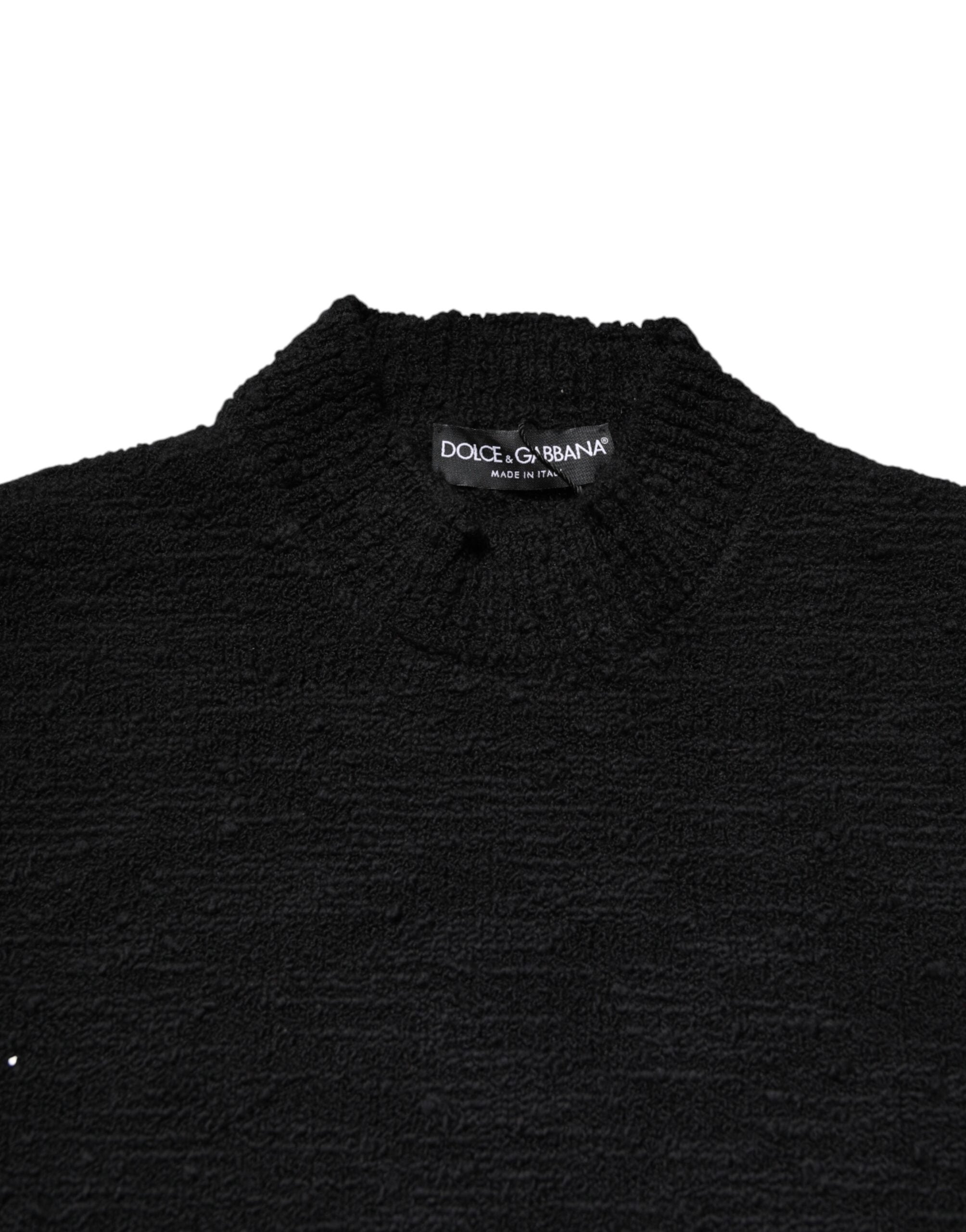 Dolce & Gabbana black round neck wool knit sweater-5