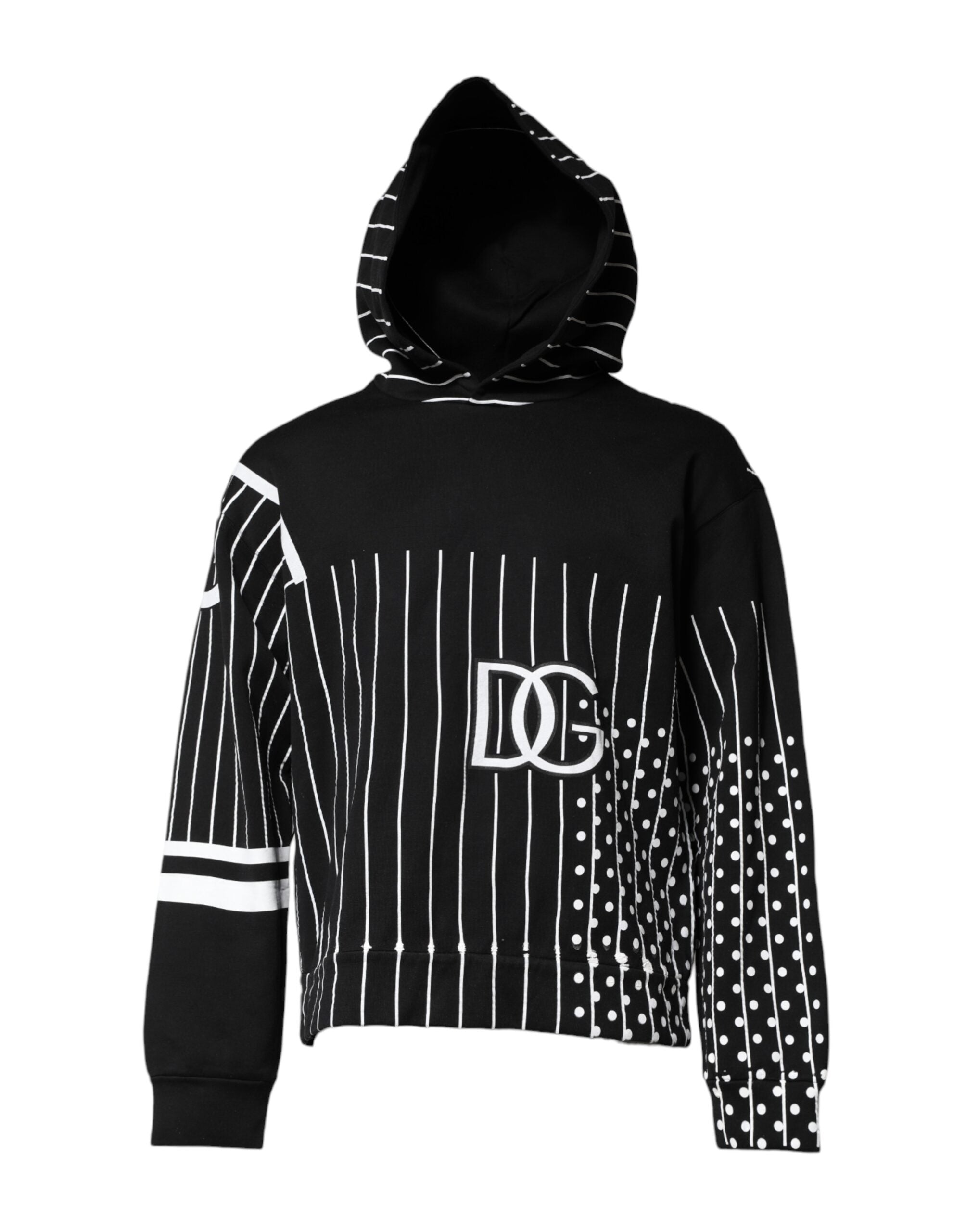 Dolce & Gabbana black and white striped hooded sweatshirt pullover-2