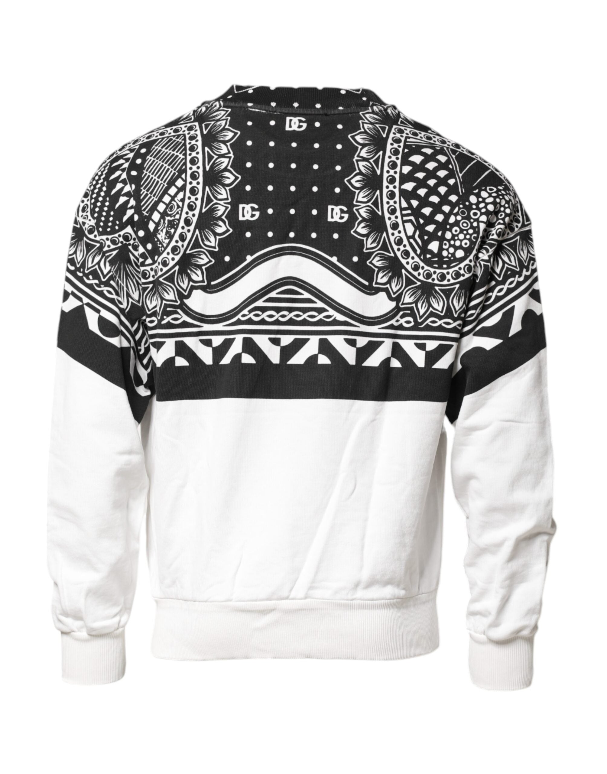 Dolce & Gabbana Schwarz Weiß Bandana Baumwolle Männer Sweatshirt Pullover-4