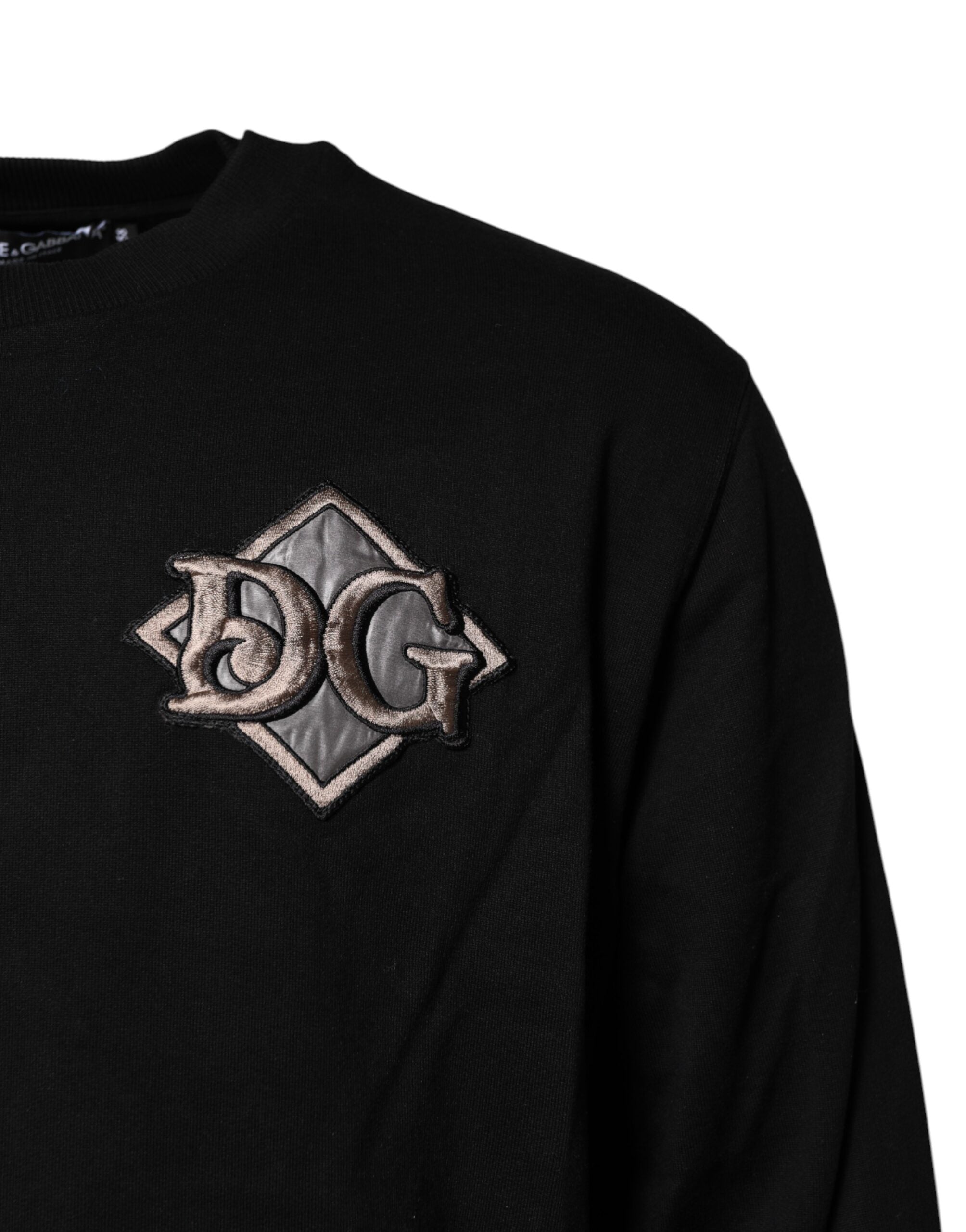 Dolce & Gabbana Black Sweatshirt with Logo Embroidery Pullover-3