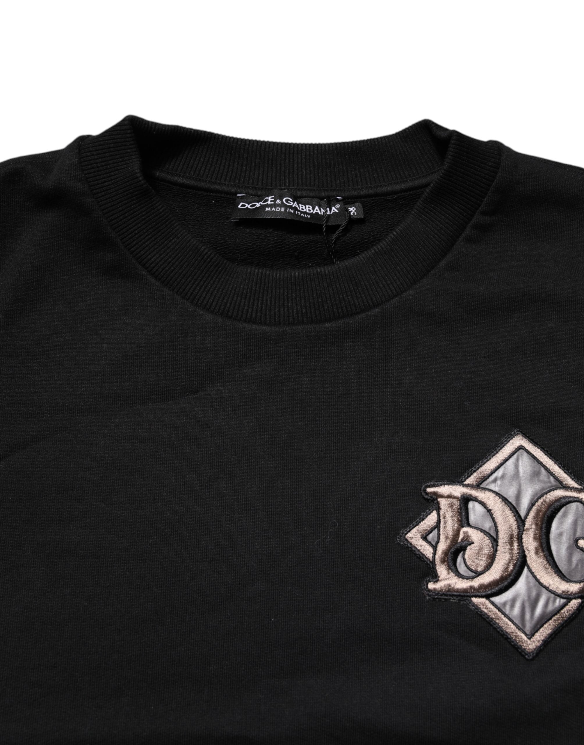 Dolce & Gabbana Black Sweatshirt with Logo Embroidery Pullover-5