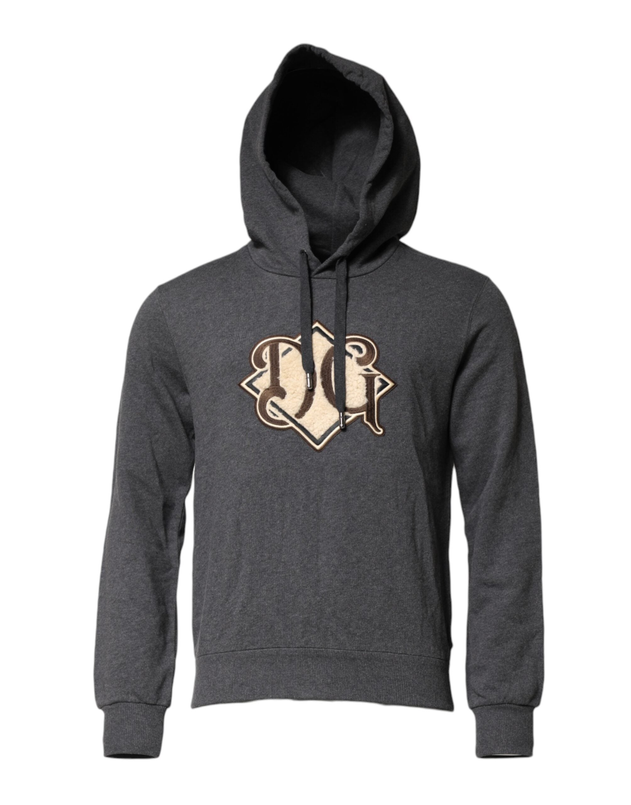 Dolce & Gabbana Grey Logo Patch Hooded Sweatshirt Pullover-2