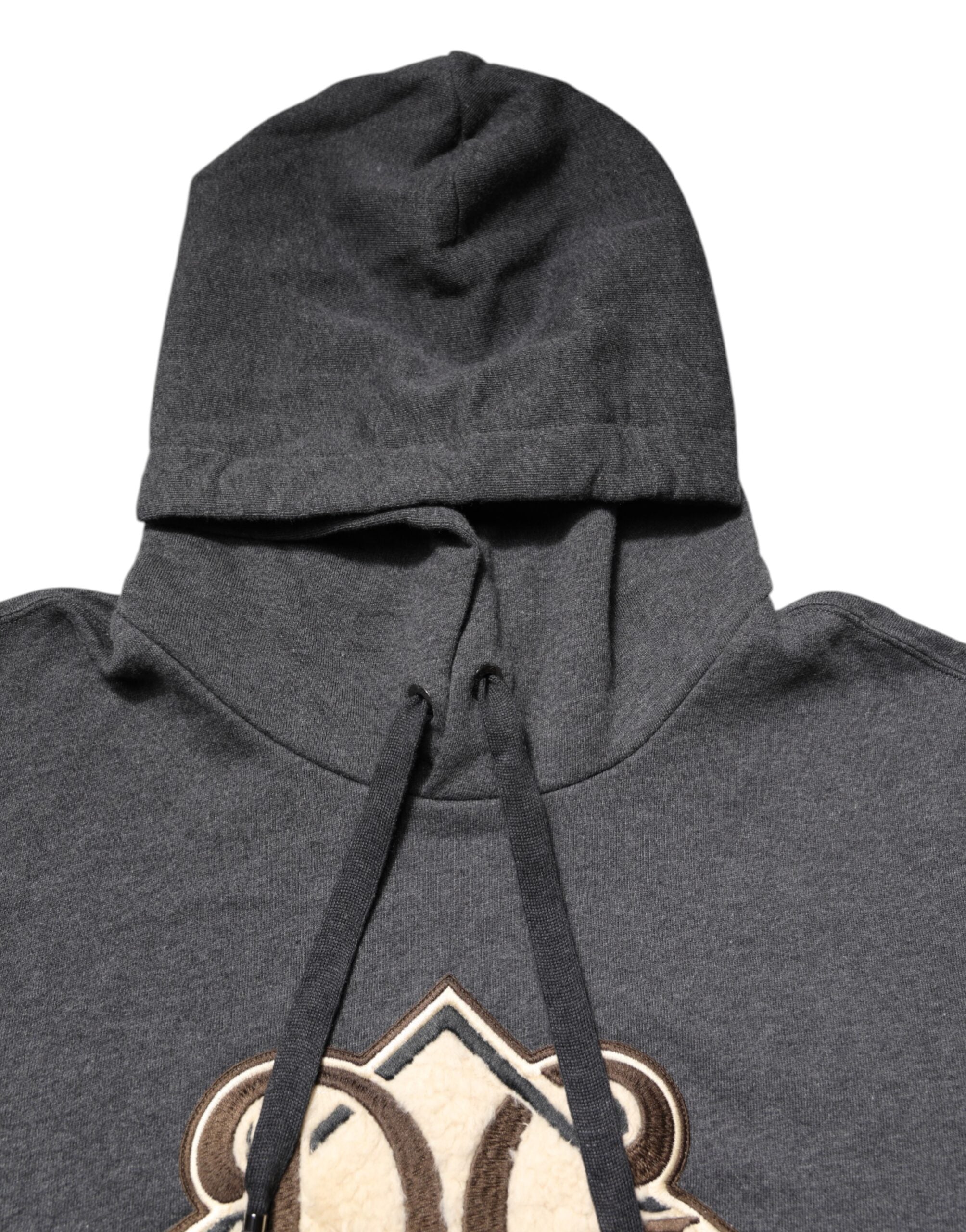 Dolce & Gabbana Grey Logo Patch Hooded Sweatshirt Pullover-5